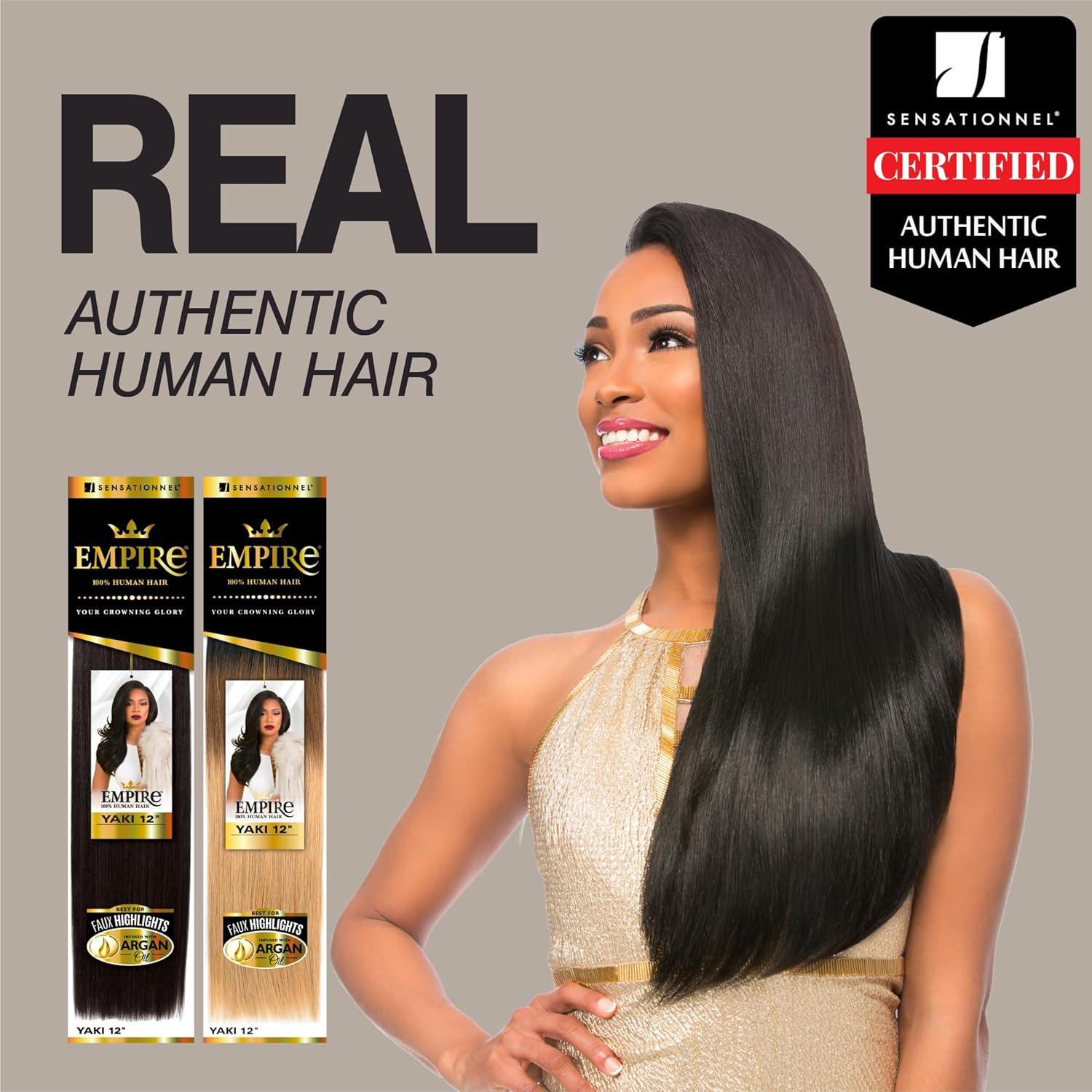 imageSensationnel Empire yaki human hair Tangle Free Weaving for Quick Weave and Sew in Styles for Faux Highlights and Fauxmiddlepart Leave Out 1 Pack 18 inch 1B OFFBLACKHOTPINK