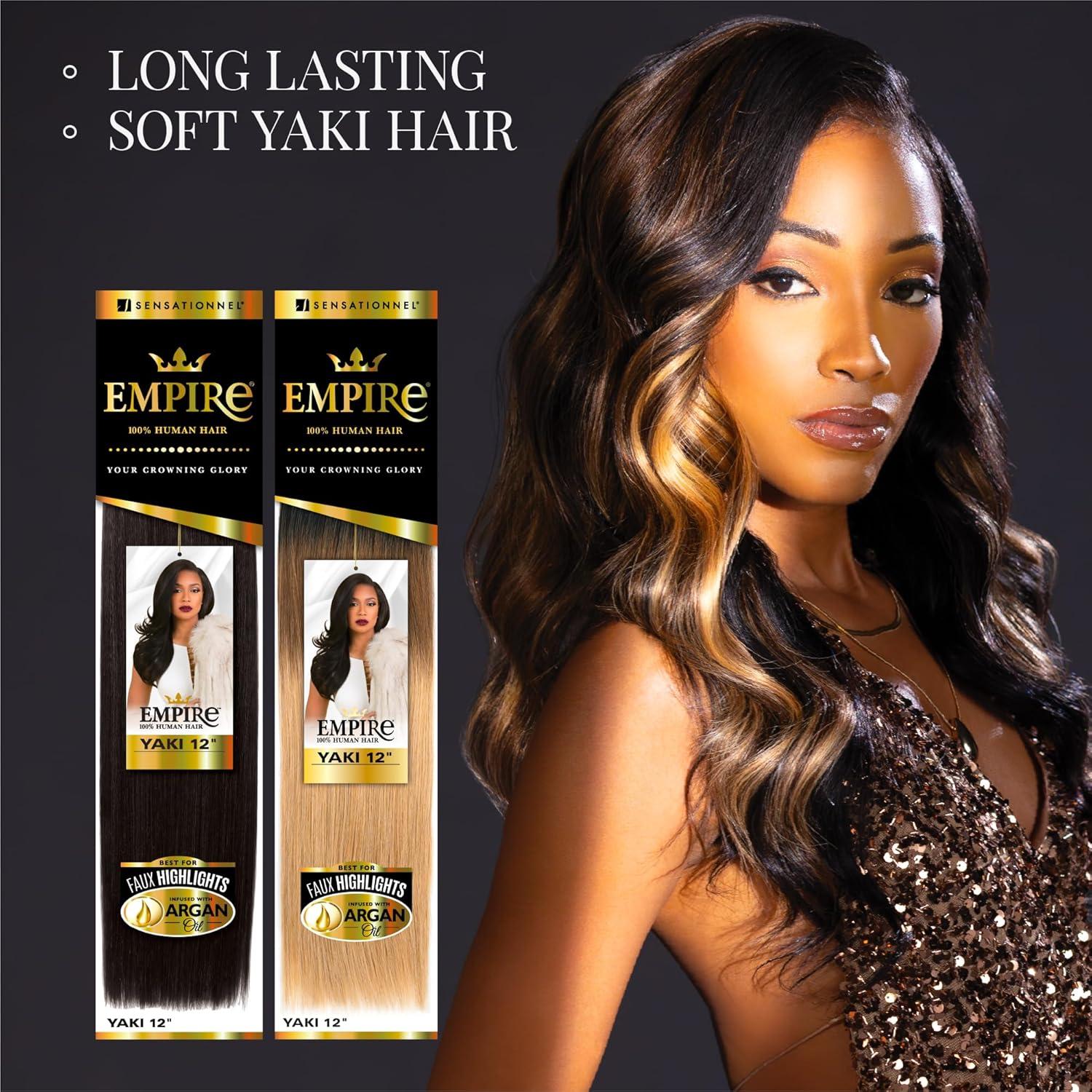 imageSensationnel Empire yaki human hair Tangle Free Weaving for Quick Weave and Sew in Styles for Faux Highlights and Fauxmiddlepart Leave Out 1 Pack 18 inch 1B OFFBLACK27 HONEYBLONDE
