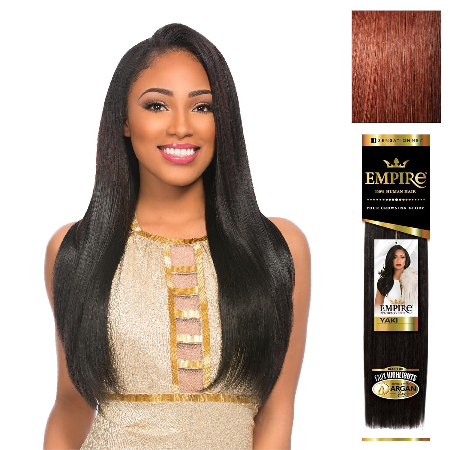 imageSensationnel Empire yaki human hair Tangle Free Weaving for Quick Weave and Sew in Styles for Faux Highlights and Fauxmiddlepart Leave Out 1 Pack 18 inch 1B OFFBLACK33
