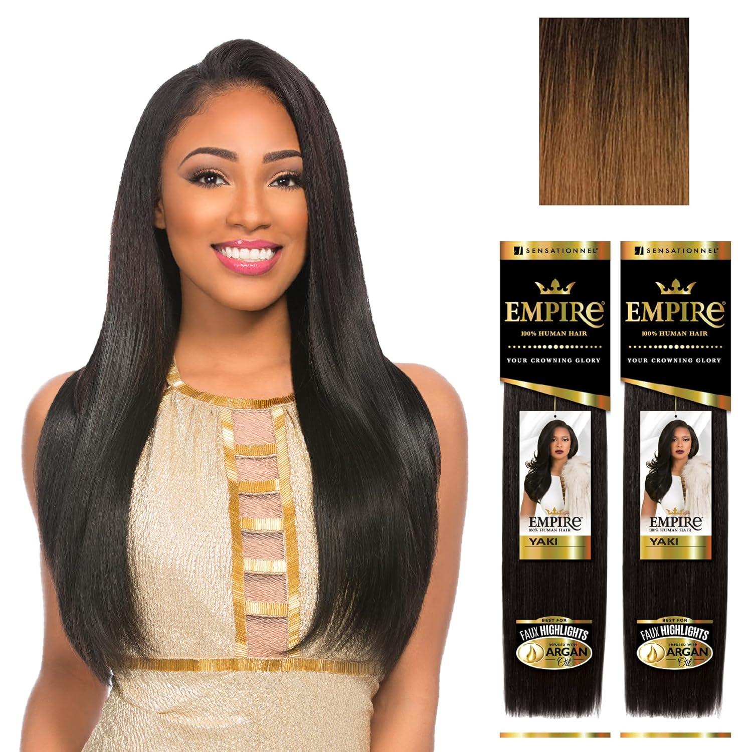 imageSensationnel Empire yaki human hair Tangle Free Weaving for Quick Weave and Sew in Styles for Faux Highlights and Fauxmiddlepart Leave Out 2 Pack 14 inch T227613T1B30