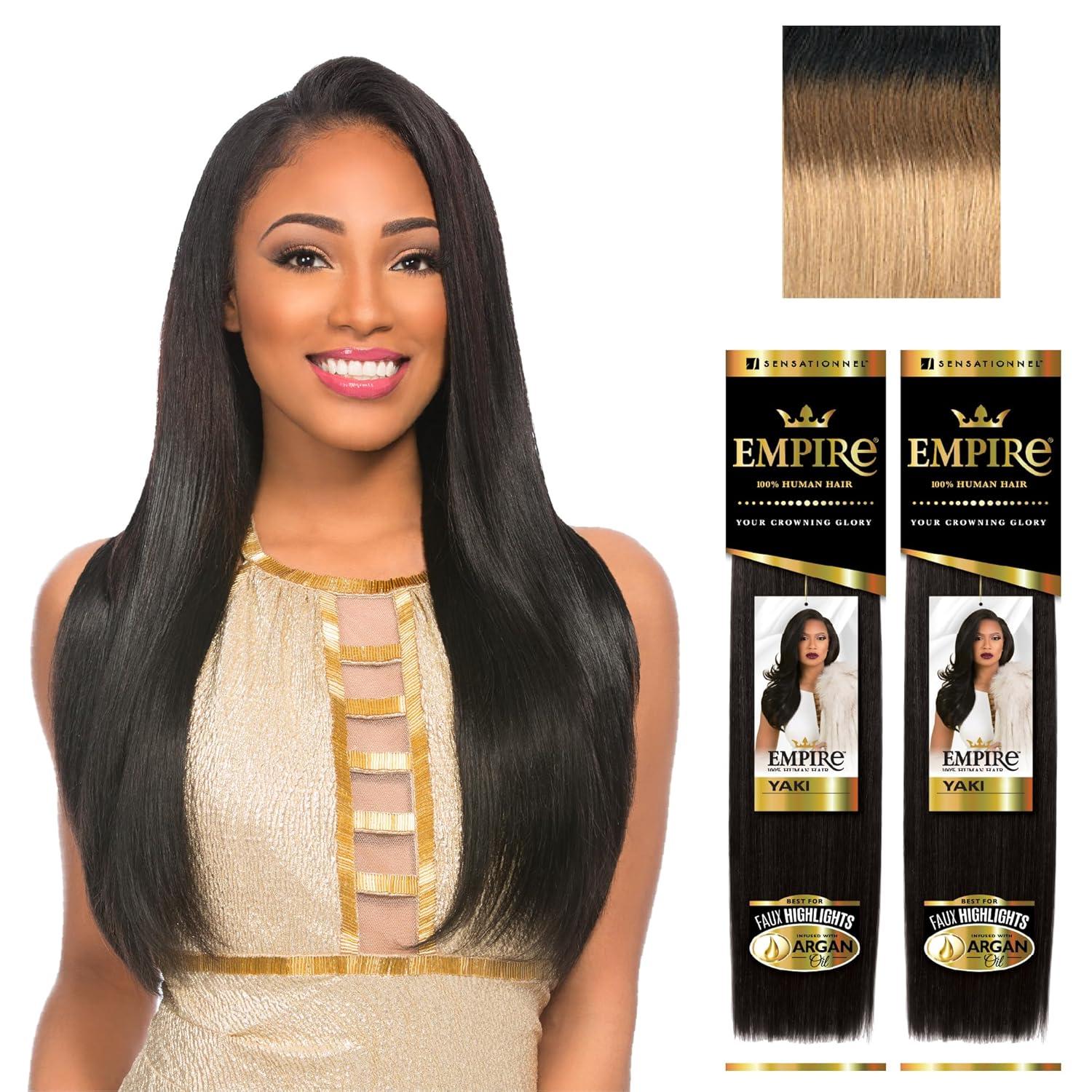 imageSensationnel Empire yaki human hair Tangle Free Weaving for Quick Weave and Sew in Styles for Faux Highlights and Fauxmiddlepart Leave Out 2 Pack 14 inch T227613T23027