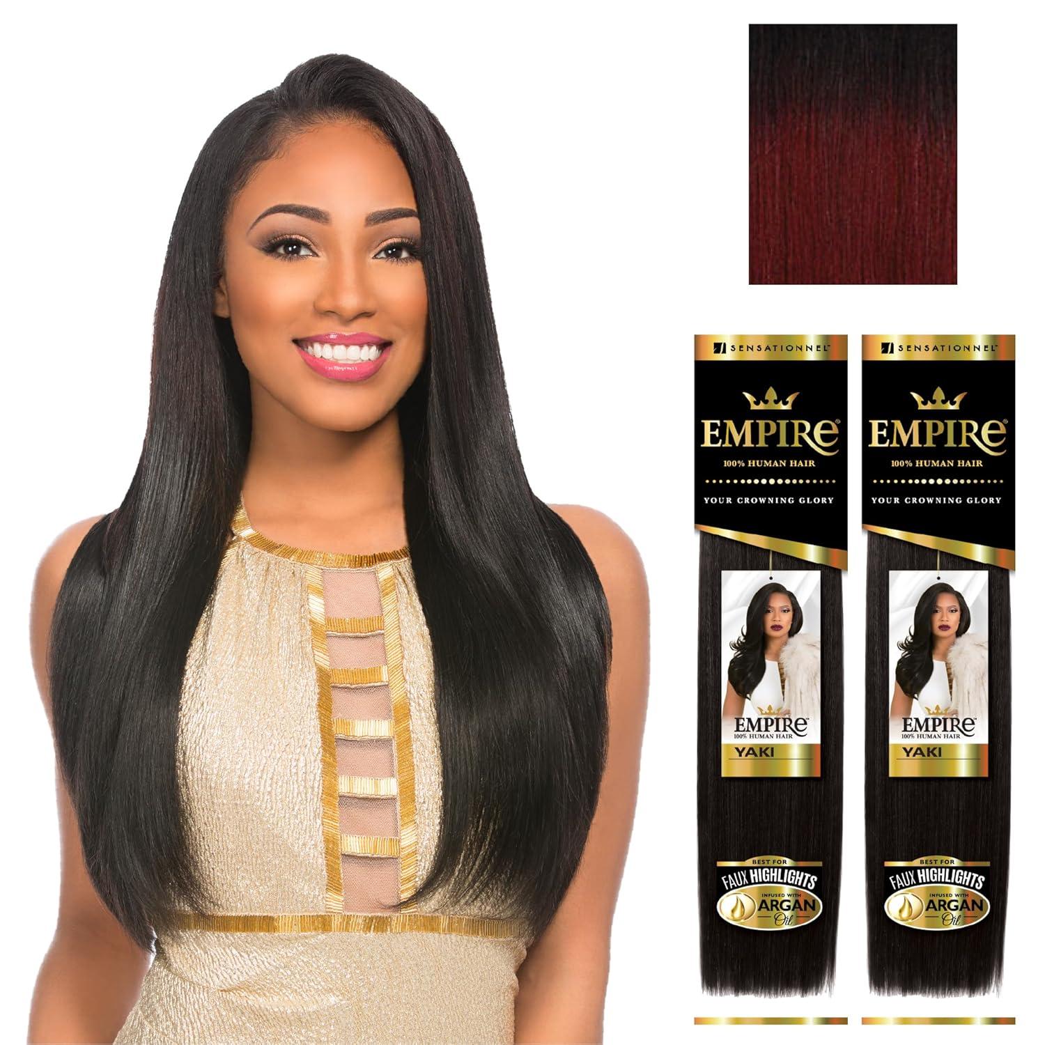 imageSensationnel Empire yaki human hair Tangle Free Weaving for Quick Weave and Sew in Styles for Faux Highlights and Fauxmiddlepart Leave Out 2 Pack 14 inch T227613T1B530
