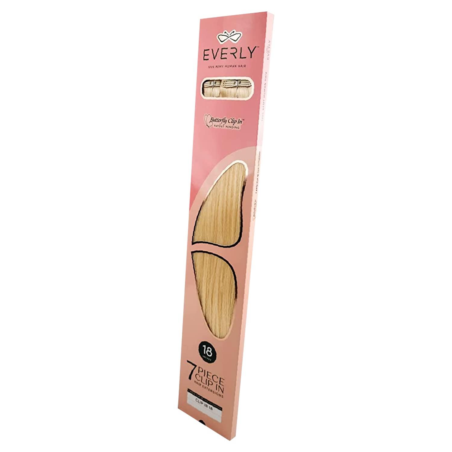 imageSensationnel Everly Clip in straight 7 piece Remy human hair seamless silicone weft with butterfly technology 22 Inch 182227 HONEYBLONDE