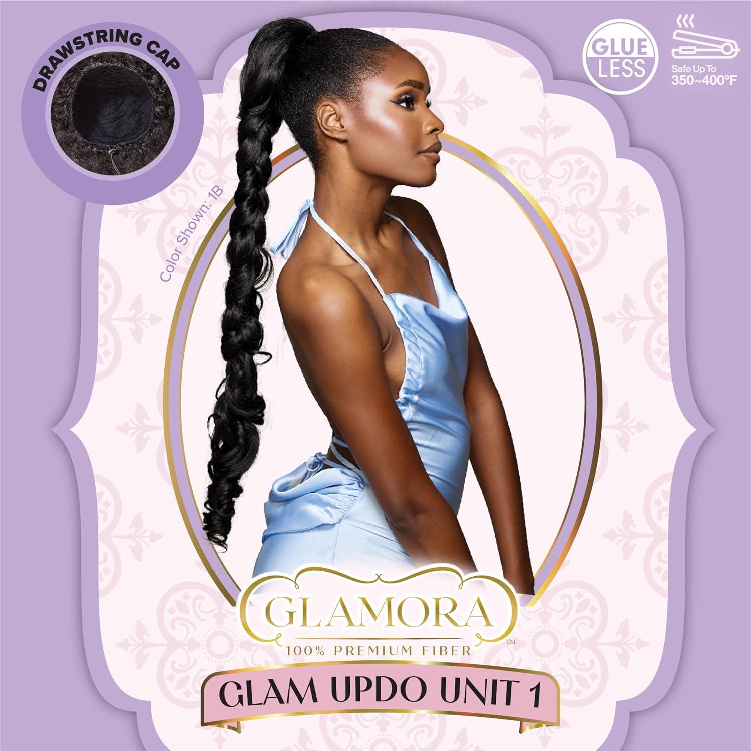 imageSensationnel Glamora Glam Updo Hairpiece Unit 1 Ready to Wear Synthetic with Adjustable Drawstring Cap 1 JETBLACK1 JETBLACK