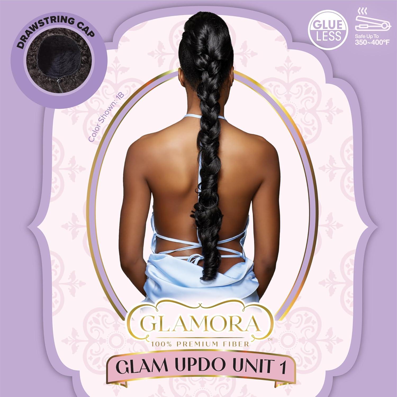 imageSensationnel Glamora Glam Updo Hairpiece Unit 1 Ready to Wear Synthetic with Adjustable Drawstring Cap 1 JETBLACK2 DARKBROWN