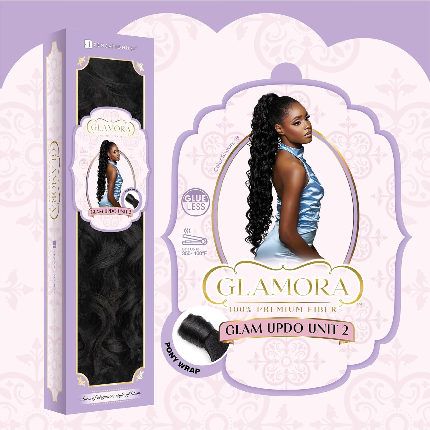 imageSensationnel Glamora Glam Updo Hairpiece Unit 2 Ready to Wear Synthetic with Adjustable Pony Wrap 1 JETBLACK1B OFFBLACK