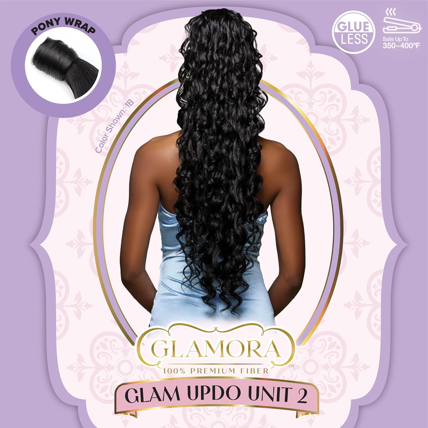 imageSensationnel Glamora Glam Updo Hairpiece Unit 2 Ready to Wear Synthetic with Adjustable Pony Wrap 1 JETBLACK2 DARKBROWN
