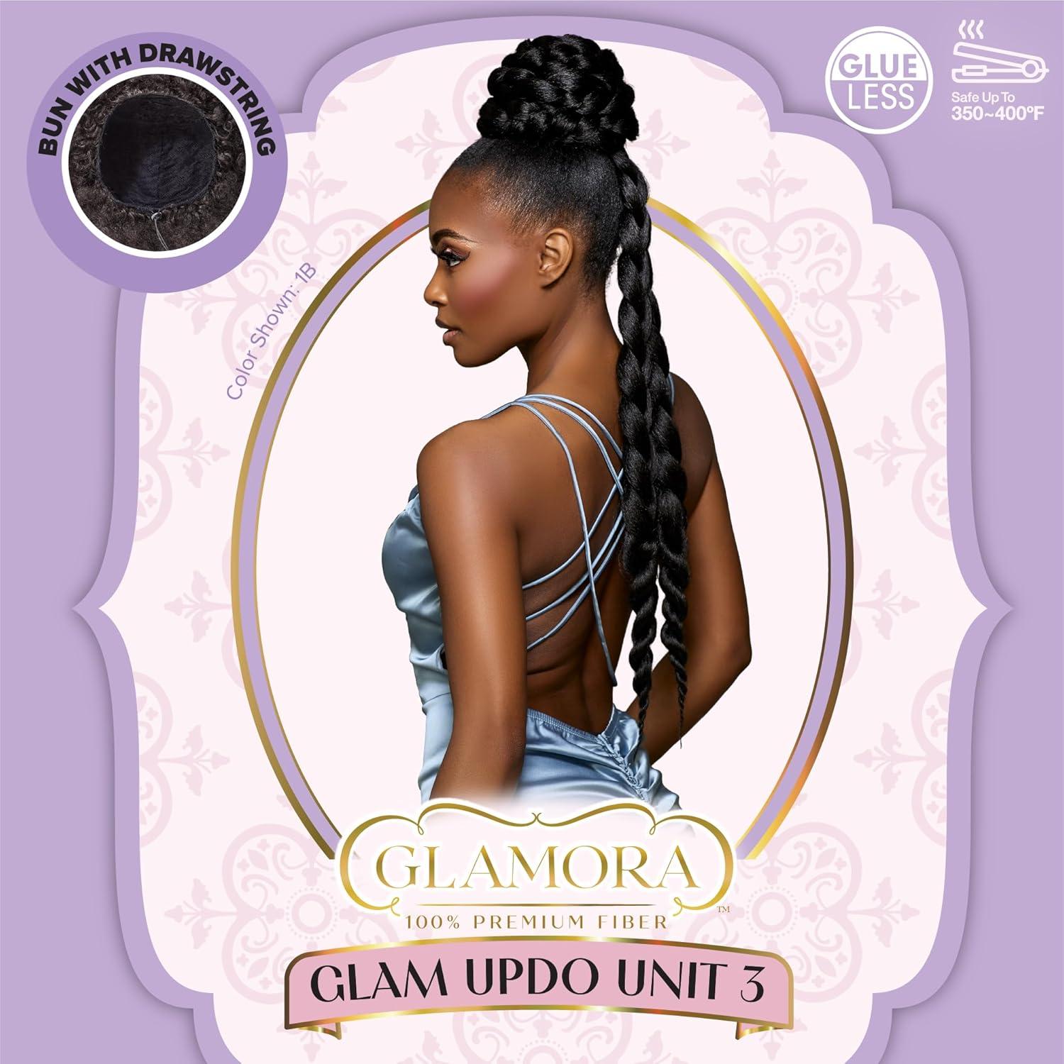 imageSensationnel Glamora Glam Updo Hairpiece Unit 3 Ready to Wear Synthetic Bun with Adjustable Drawstring Cap 1 JETBLACK2 DARKBROWN