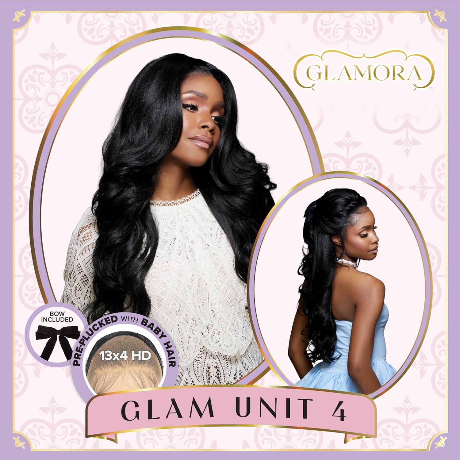 imageSensationnel Glamora Lace Front Wig Glam Unit 4 Glueless 13x4 Laceparting Ready to Wear Synthetic Preplucked Hairline BALAYAGEGOLDBALAYAGEHAZELNUT