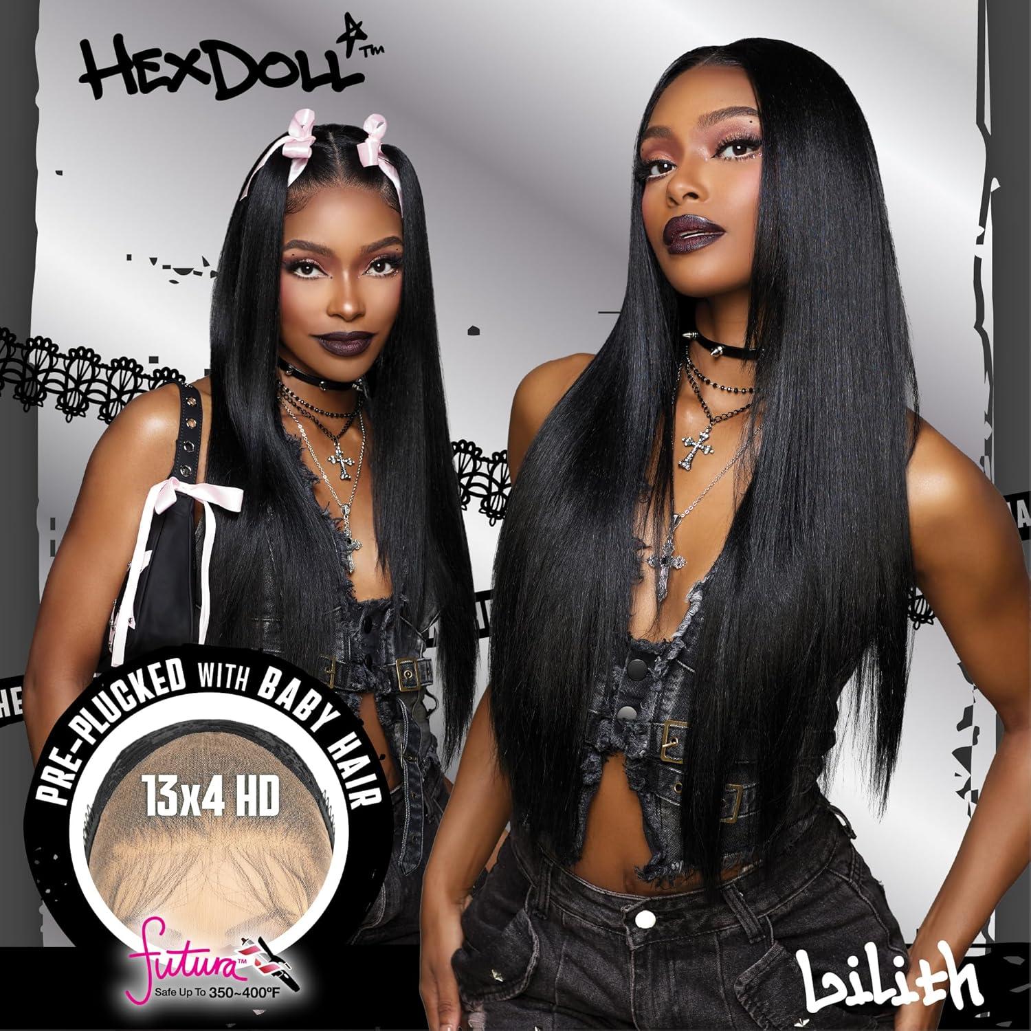 imageSensationnel HexDoll 13X4 Lace Wig Lilith Lacefrontal Glueless Synthetic with Natural Density Preplucked Hairline 1 JETBLACK1 JETBLACK