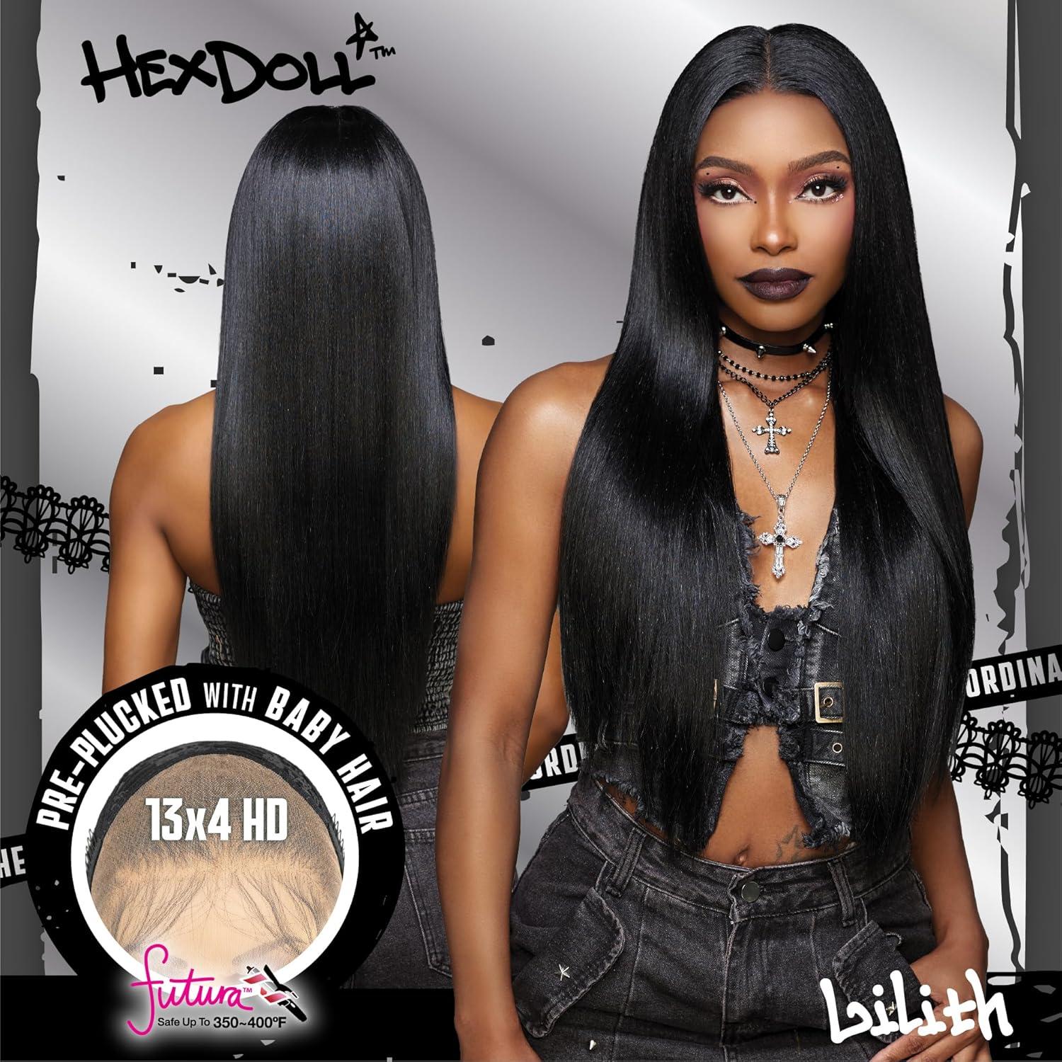 imageSensationnel HexDoll 13X4 Lace Wig Lilith Lacefrontal Glueless Synthetic with Natural Density Preplucked Hairline 1 JETBLACK1 JETBLACK