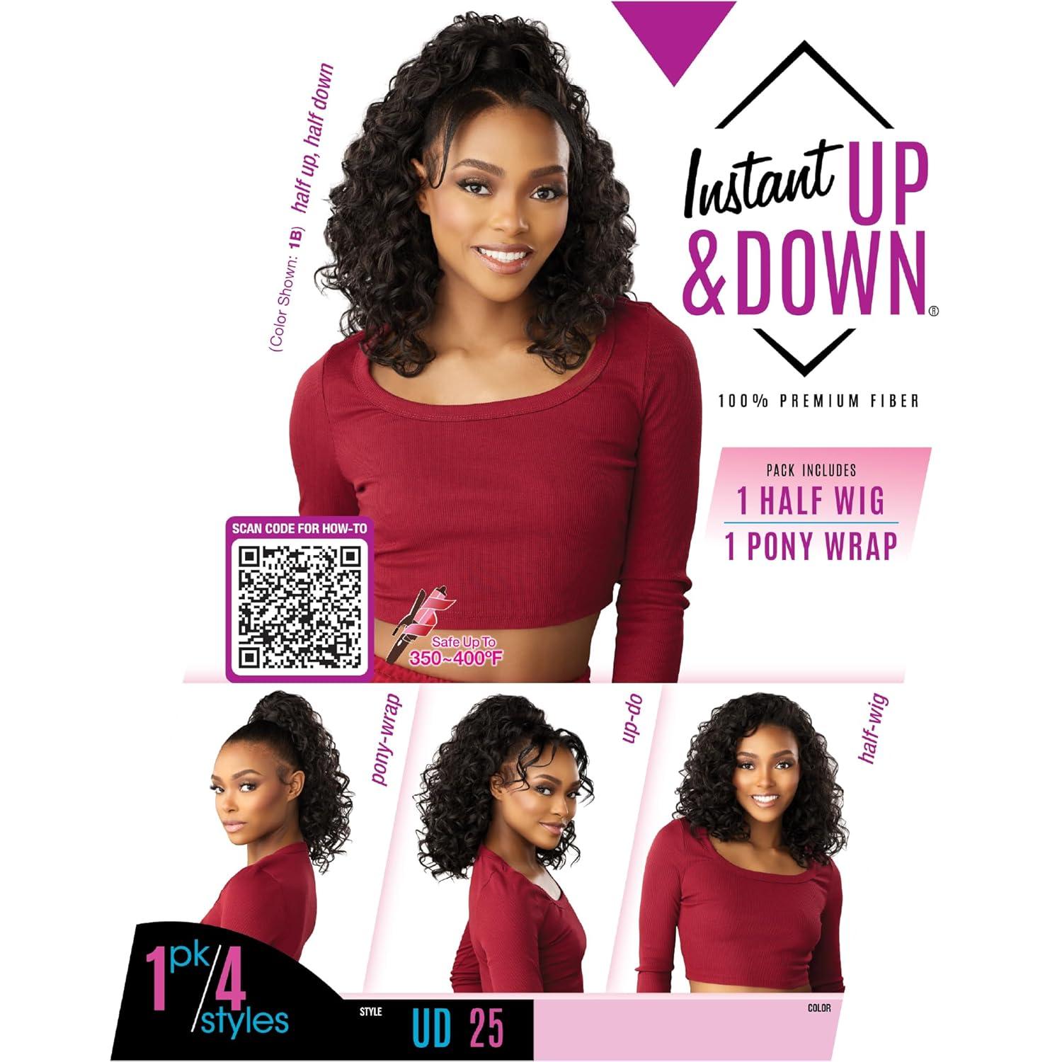 imageSensationnel Instant Updown Halfwig Pony Iud 25 4 Style in 1 Half Wig And Pony Drawstring 1 JETBLACK1B OFFBLACK