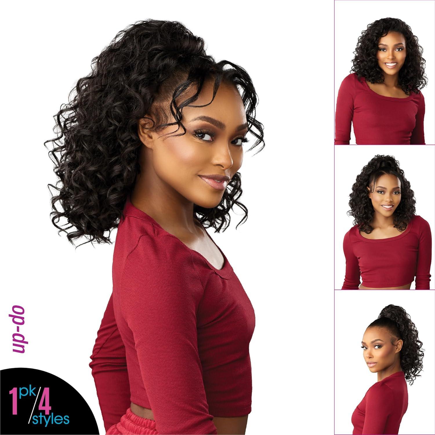 imageSensationnel Instant Updown Halfwig Pony Iud 25 4 Style in 1 Half Wig And Pony Drawstring 1 JETBLACKBALAYAGESUNKISSED