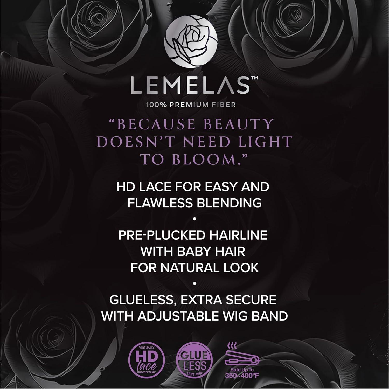 imageSensationnel Lemelas Lace Wig Lucina 5 Inch Deep Parting Glueless Ear to Ear Synthetic with Natural Density Preplucked Hairline ASTRALBLACKMIDNIGHTSAPPHIRE