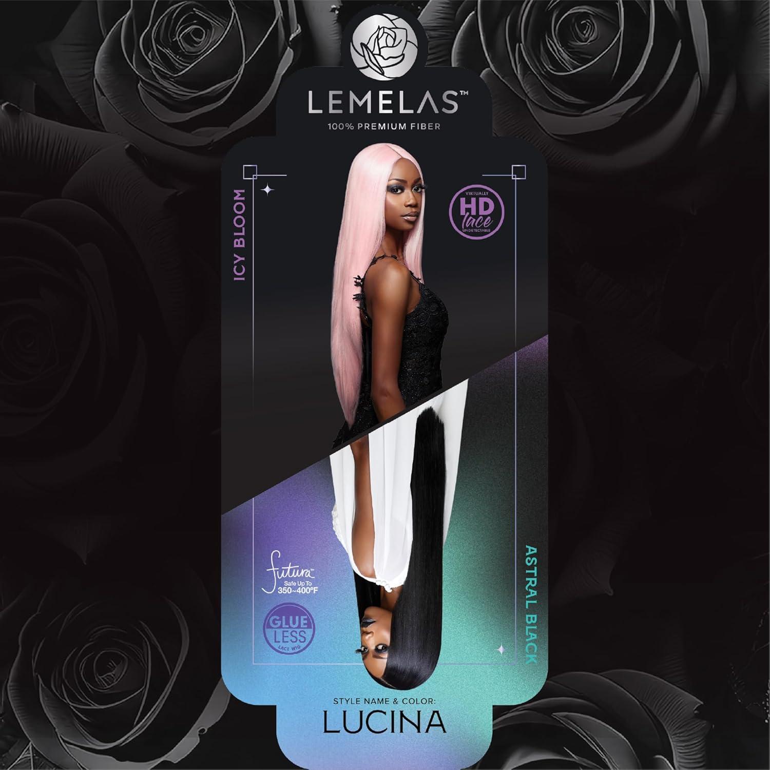 imageSensationnel Lemelas Lace Wig Lucina 5 Inch Deep Parting Glueless Ear to Ear Synthetic with Natural Density Preplucked Hairline ASTRALBLACKWINTERBREEZE