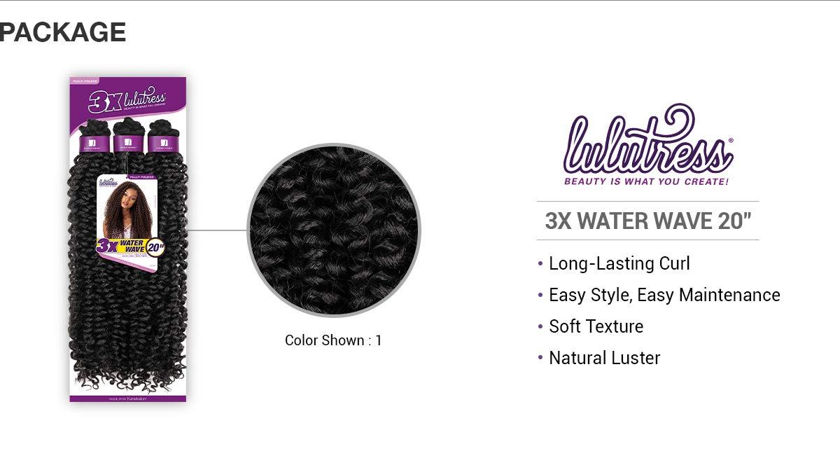 imageSensationnel Lulutress Crochet Braiding Hair 3X Water Wave 20 Inch Fully Folded Diy All Kanekalon Synthetic Locs Twists 1 pack 1 JETBLACK1 JETBLACK