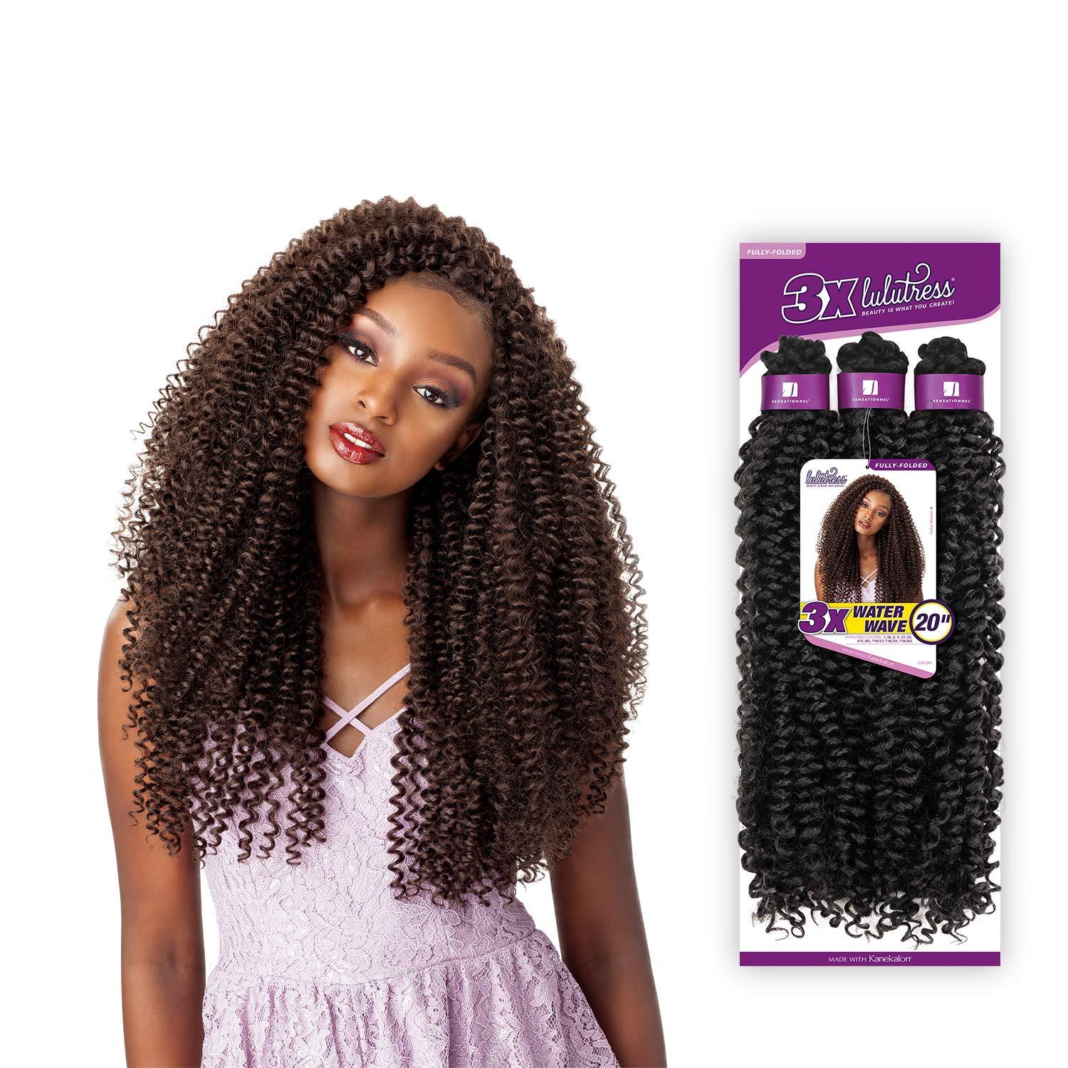 imageSensationnel Lulutress Crochet Braiding Hair 3X Water Wave 20 Inch Fully Folded Diy All Kanekalon Synthetic Locs Twists 1 pack 1 JETBLACK1B OFFBLACK