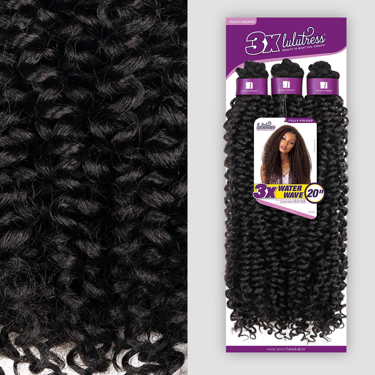 imageSensationnel Lulutress Crochet Braiding Hair 3X Water Wave 20 Inch Fully Folded Diy All Kanekalon Synthetic Locs Twists 1 pack 1 JETBLACKT1BBG