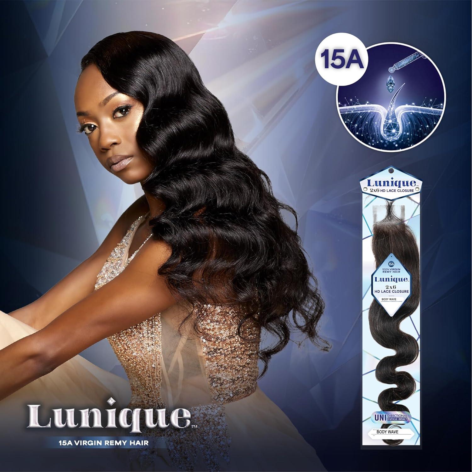 imageSensationnel Lunique 2x6 closure Body Wave HD lace 15A Remy Hair Extensions 12 inch NATURALNATURAL