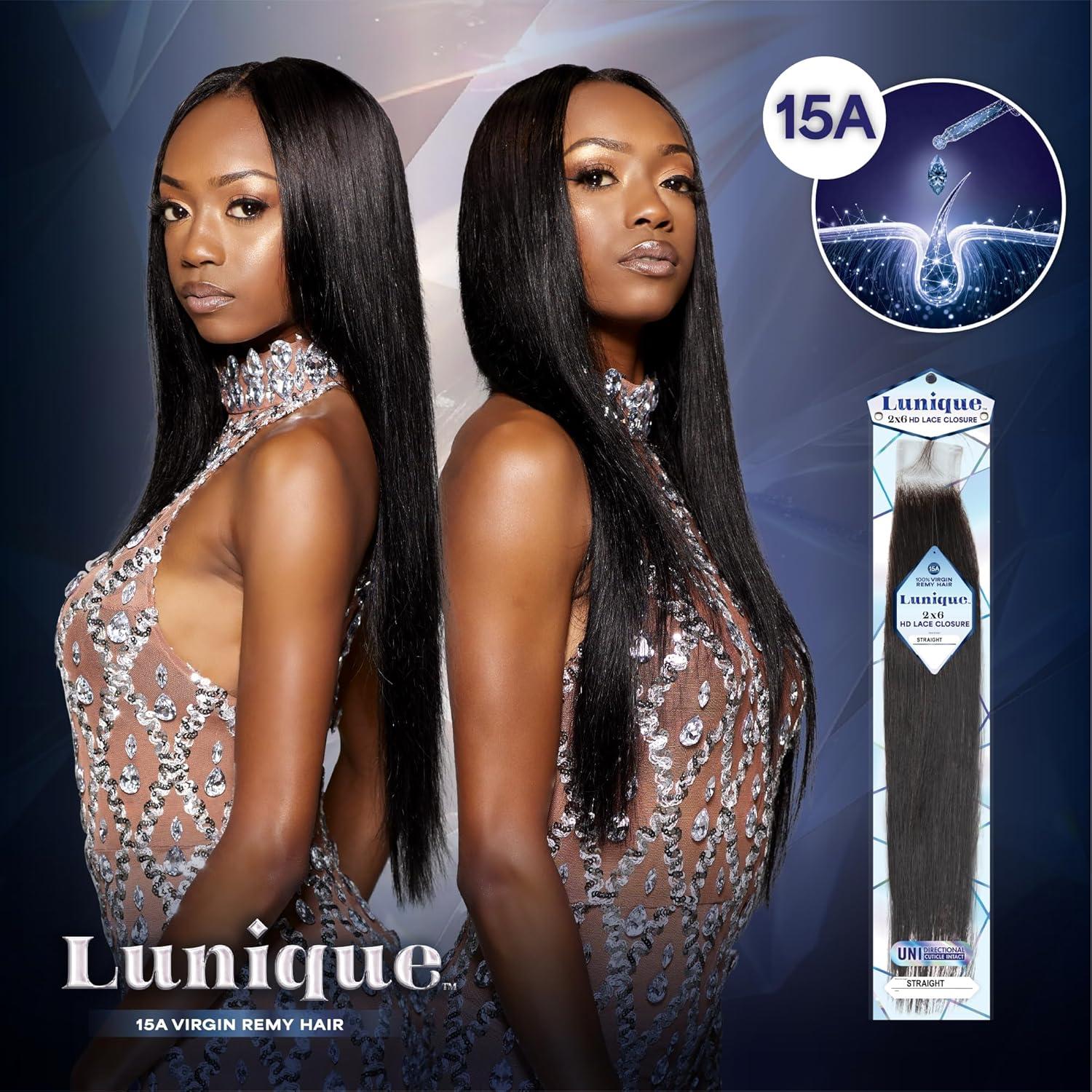 imageSensationnel Lunique 2x6 closure Straight HD lace 15A Remy Hair Extensions 12 inch NATURALNATURAL