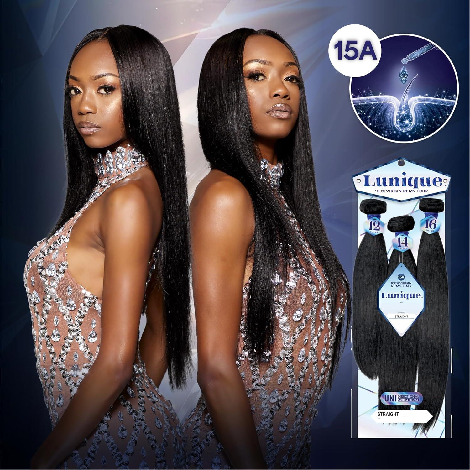 imageSensationnel Lunique Multi Weave Hair Straight 15A Remyhair 3 Bundle Layered Lengths for Weaving and Sew in Styles 10 12 14 inch NATURALNATURALBLACK