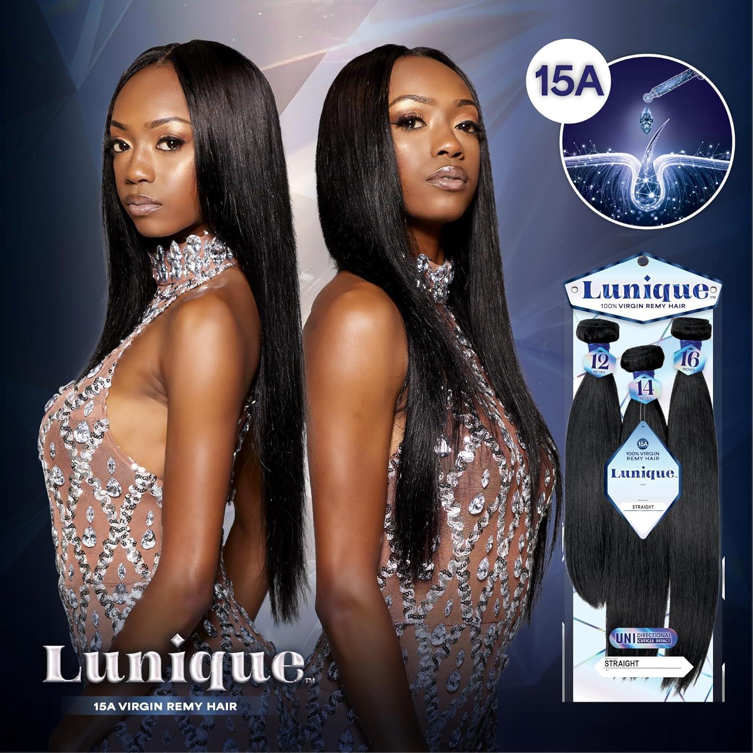 imageSensationnel Lunique Multi Weave Hair Straight 15A Remyhair 3 Bundle Layered Lengths for Weaving and Sew in Styles 10 12 14 inch NATURALNATURALBLACK