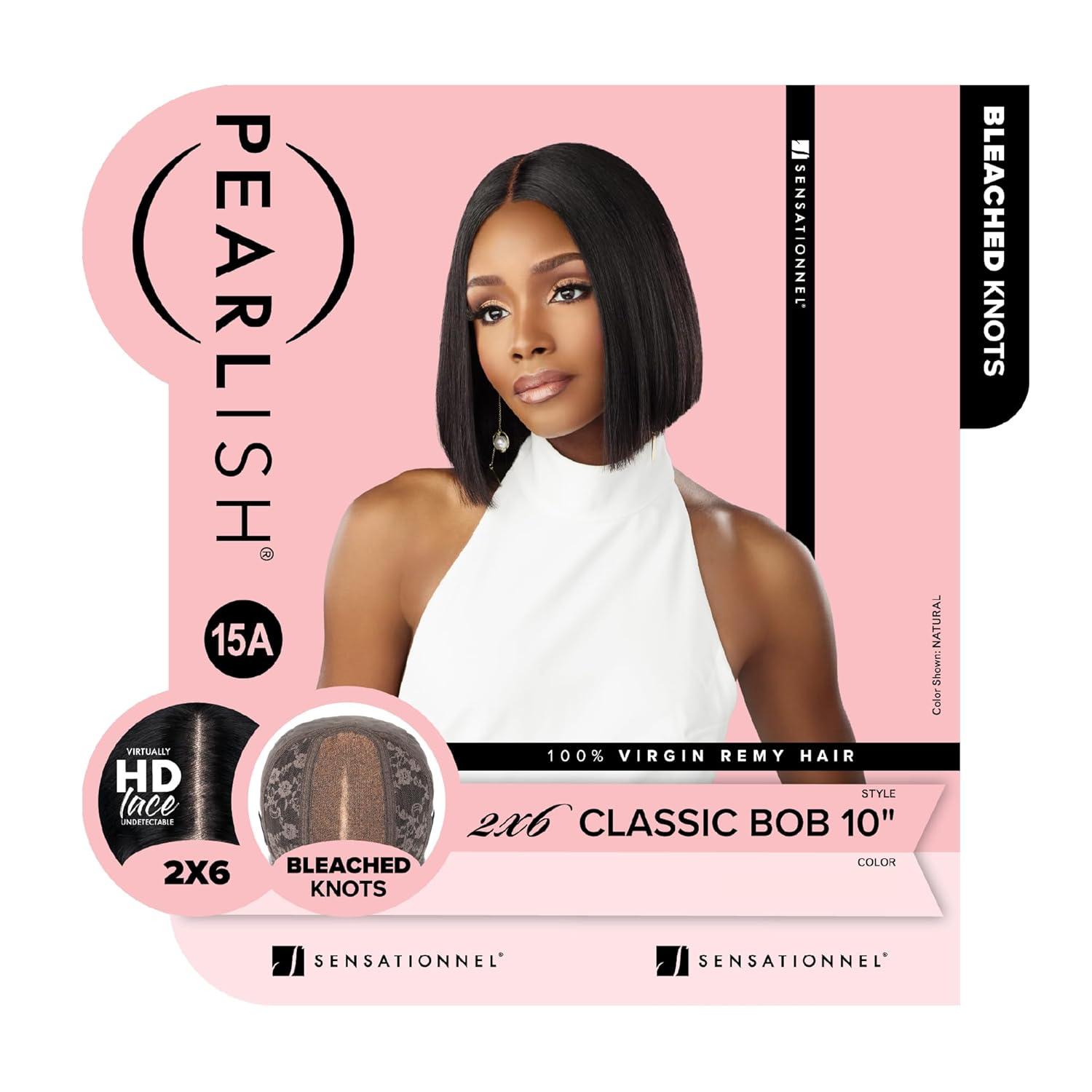 imageSensationnel Pearlish 2X6 Lace Wig Classic Bob 10 Inch Behind The Hairline Glueless Bleached Knots And Preplucked Soft Remy Hair NATURALNATURAL