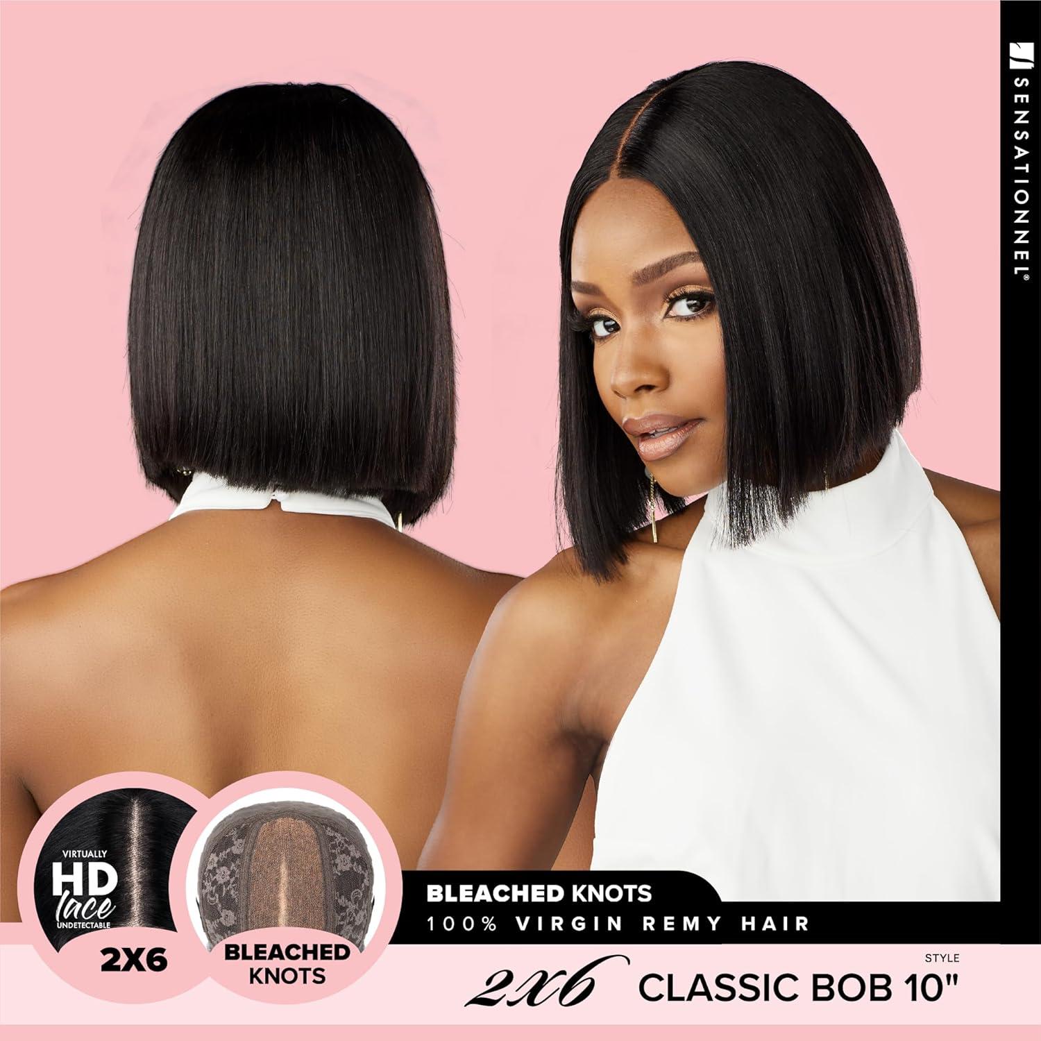 imageSensationnel Pearlish 2X6 Lace Wig Classic Bob 10 Inch Behind The Hairline Glueless Bleached Knots And Preplucked Soft Remy Hair NATURALNATURAL