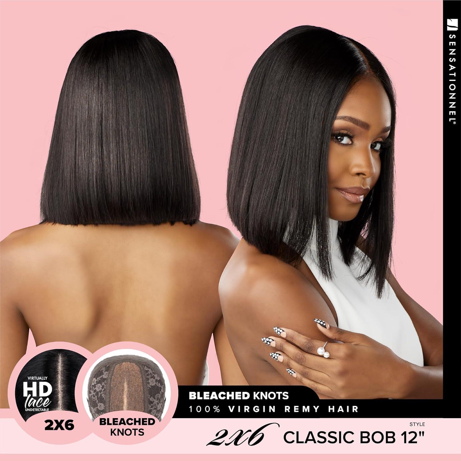 imageSensationnel Pearlish 2X6 Lace Wig Classic Bob 12 Inch Behind The Hairline Glueless Bleached Knots And Preplucked Soft Remy Hair NATURALNATURAL
