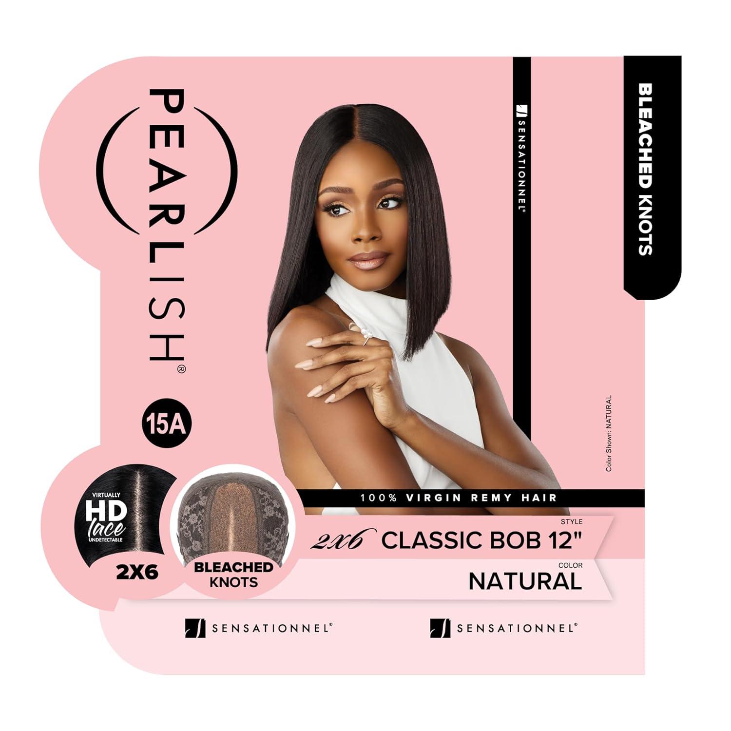imageSensationnel Pearlish 2X6 Lace Wig Classic Bob 12 Inch Behind The Hairline Glueless Bleached Knots And Preplucked Soft Remy Hair NATURALNATURAL