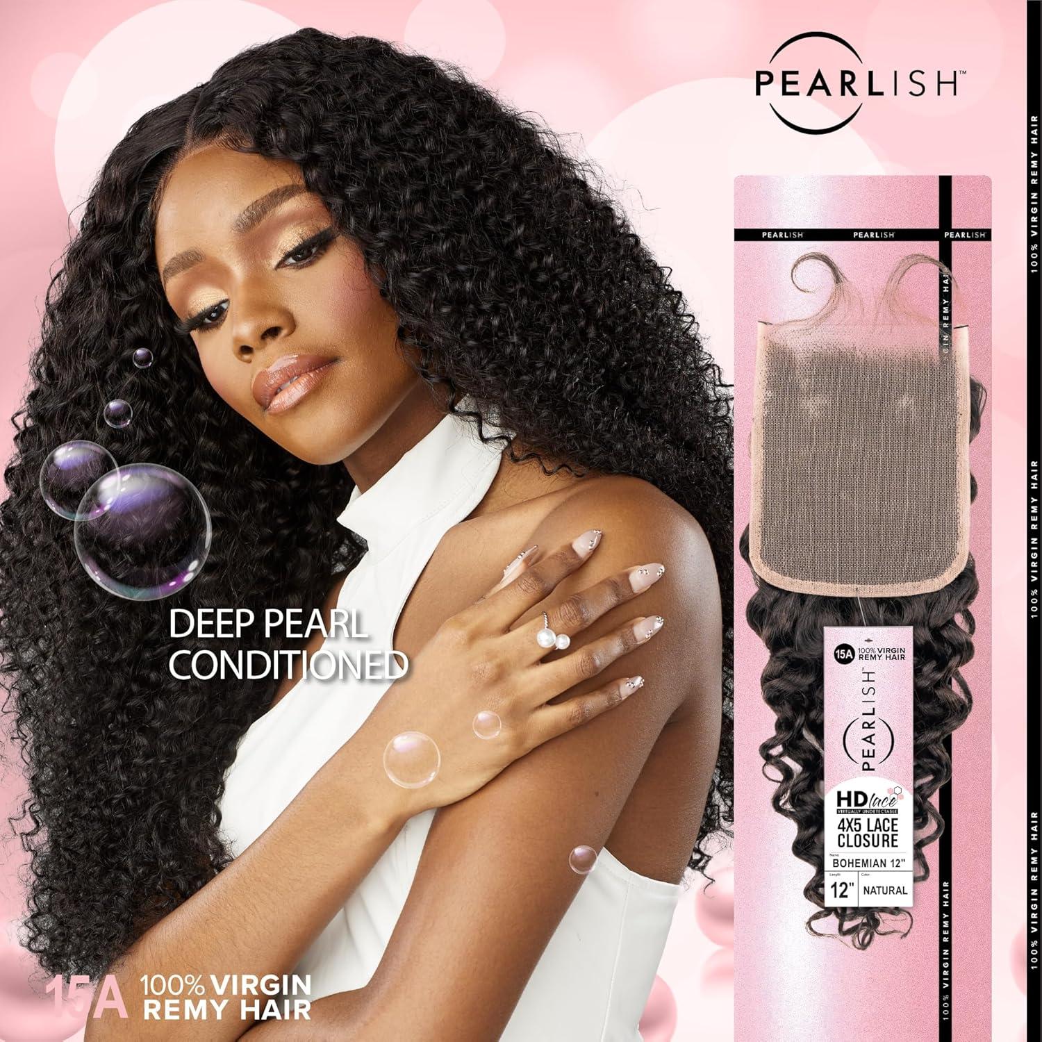 imageSensationnel Pearlish bundle 4x5 closure bohemian 12 inch HD lace beauty supply human hair bundles weave 15a soft remy NATURALNATURALBLACK