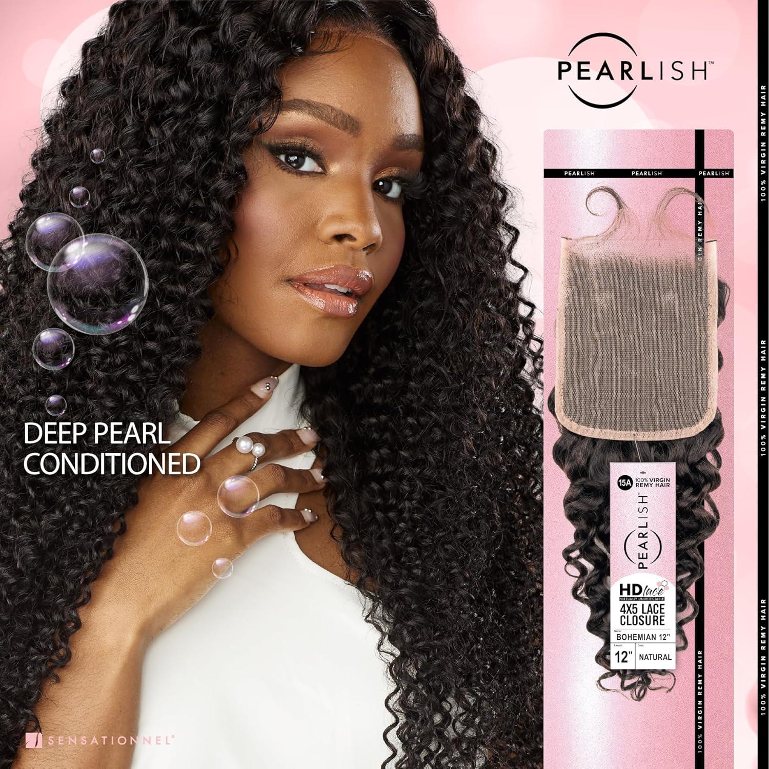 imageSensationnel Pearlish bundle 4x5 closure bohemian 12 inch HD lace beauty supply human hair bundles weave 15a soft remy NATURALNATURALBLACK