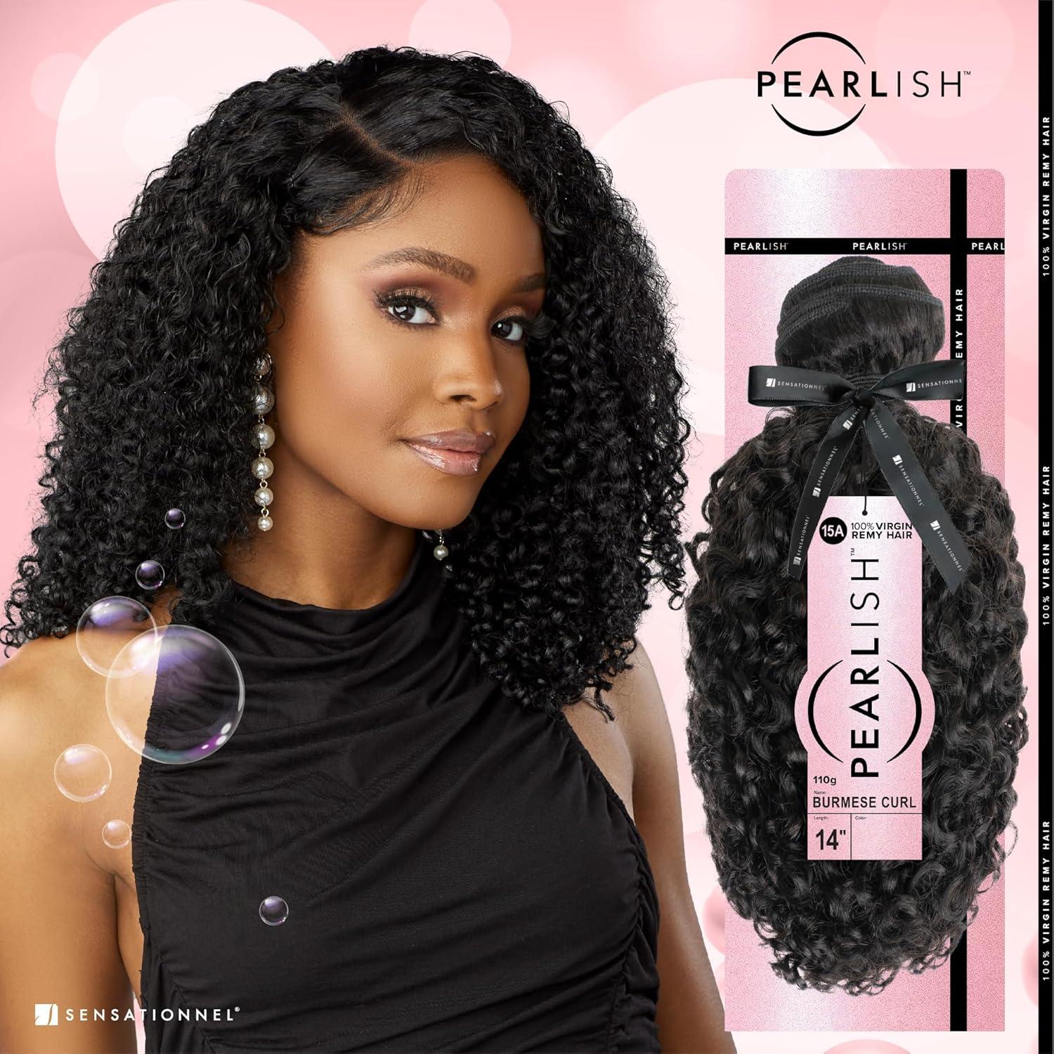 imageSensationnel Pearlish bundle human hair burmese curl deep pearl conditioned 15a soft remy beauty supply sew in or glue on bundles 10 inch NATURALNATURALBLACK