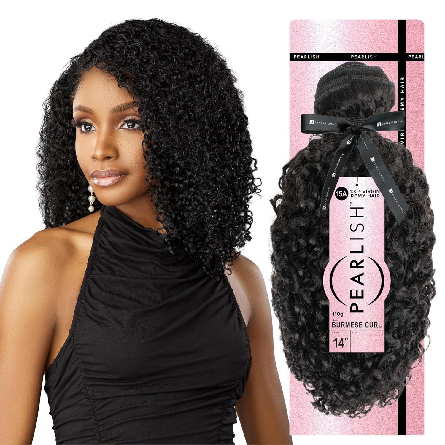 imageSensationnel Pearlish bundle human hair burmese curl deep pearl conditioned 15a soft remy beauty supply sew in or glue on bundles 10 inch NATURALNATURALBLACK