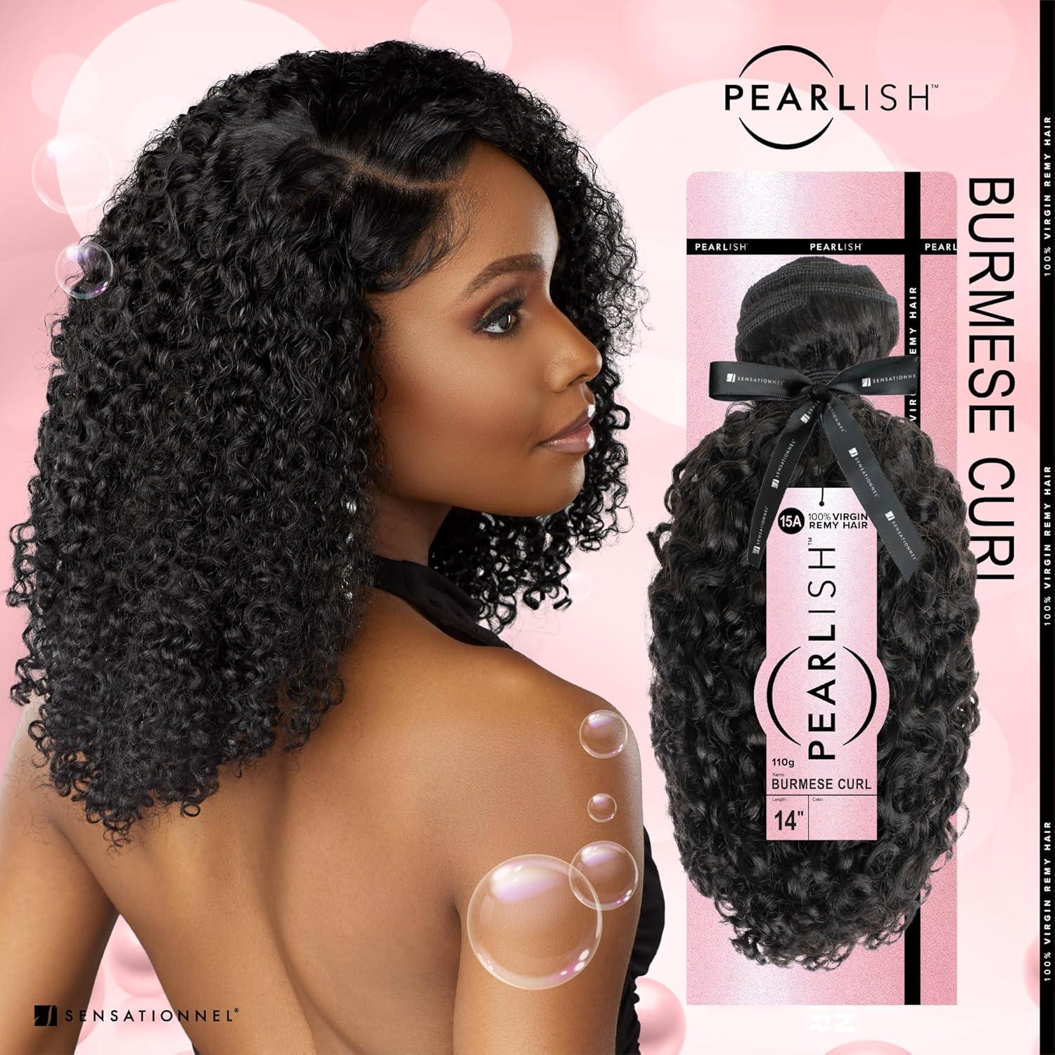 imageSensationnel Pearlish bundle human hair burmese curl deep pearl conditioned 15a soft remy beauty supply sew in or glue on bundles 10 inch NATURALNATURALBLACK
