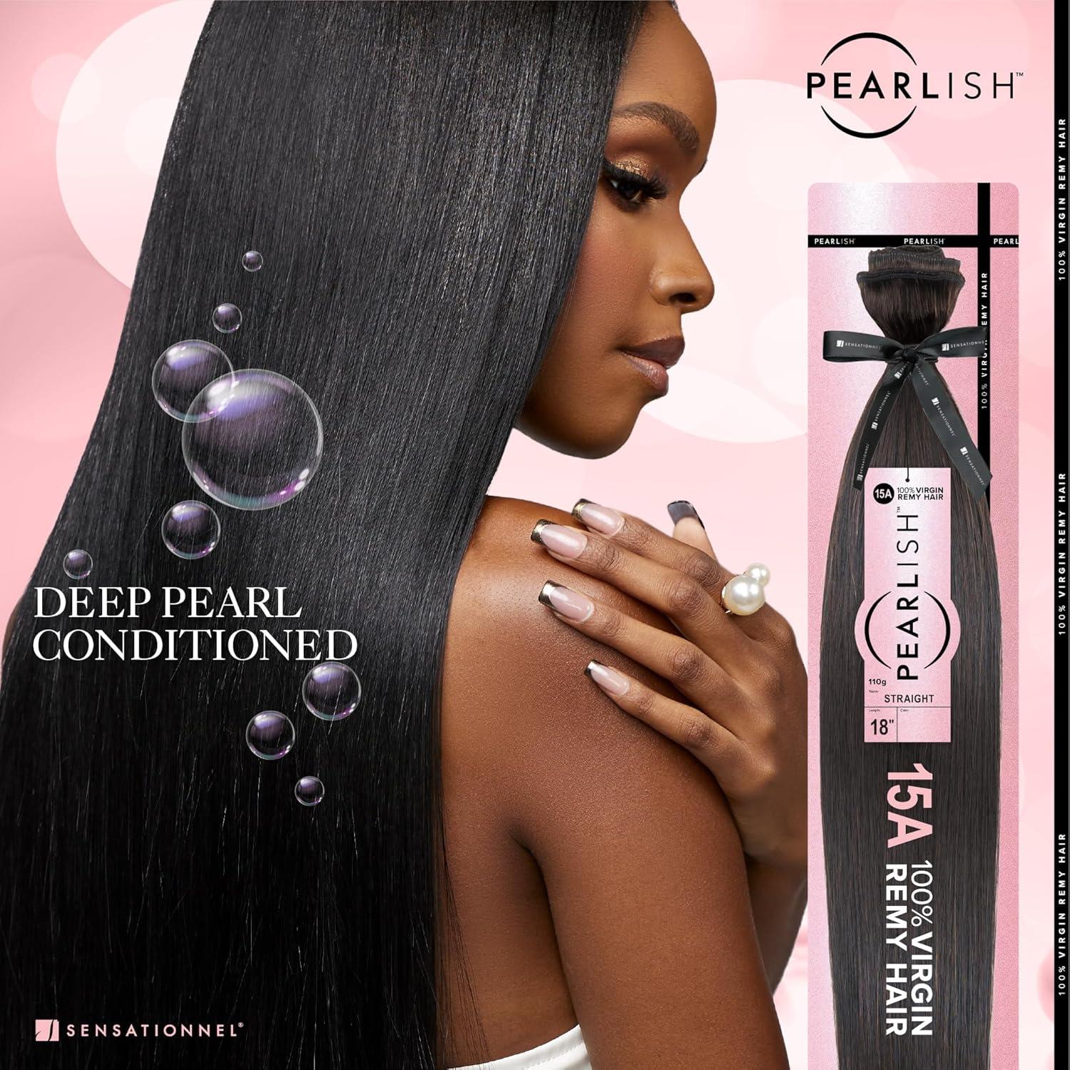 imageSensationnel Pearlish bundle human hair straight deep pearl conditioned 15a soft remy beauty supply sew in or glue on bundles 10 inch NATURALNATURAL