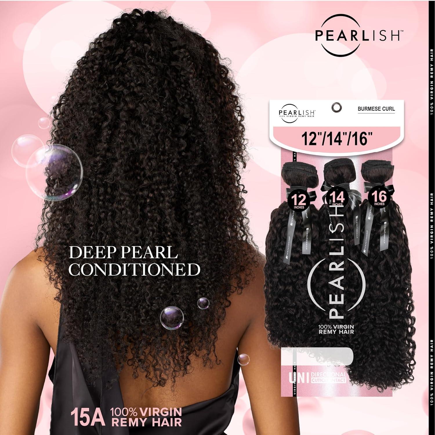 imageSensationnel Pearlish multi bundle burmese curl deep pearl conditioned 15a soft remy beauty supply sew in or glue on human hair layered lengths 10 12 14 inch NATURALNATURAL