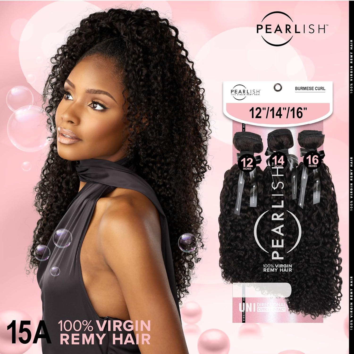 imageSensationnel Pearlish multi bundle burmese curl deep pearl conditioned 15a soft remy beauty supply sew in or glue on human hair layered lengths 10 12 14 inch NATURALNATURAL