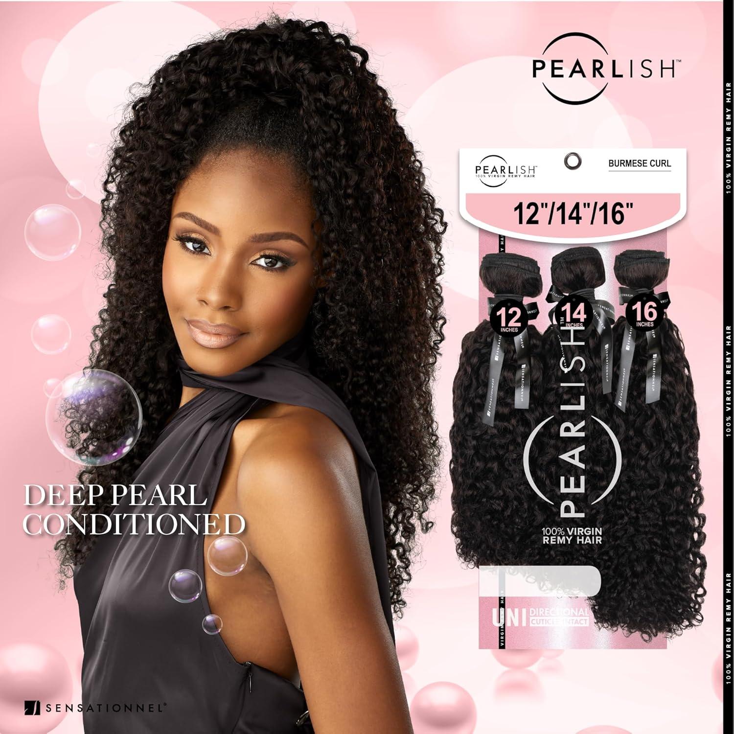 imageSensationnel Pearlish multi bundle burmese curl deep pearl conditioned 15a soft remy beauty supply sew in or glue on human hair layered lengths 10 12 14 inch NATURALNATURAL