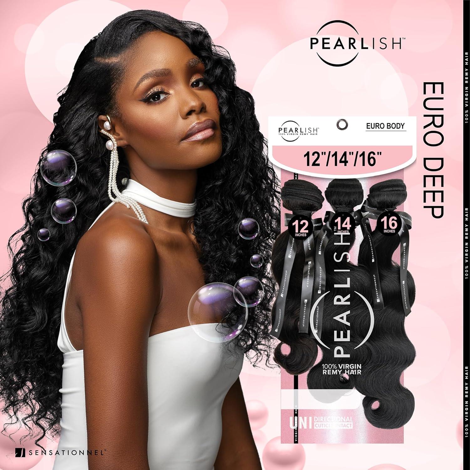 imageSensationnel Pearlish multi bundle euro body deep pearl conditioned 15a soft remy beauty supply sew in or glue on human hair layered lengths 10 12 14 inch NATURALNATURAL
