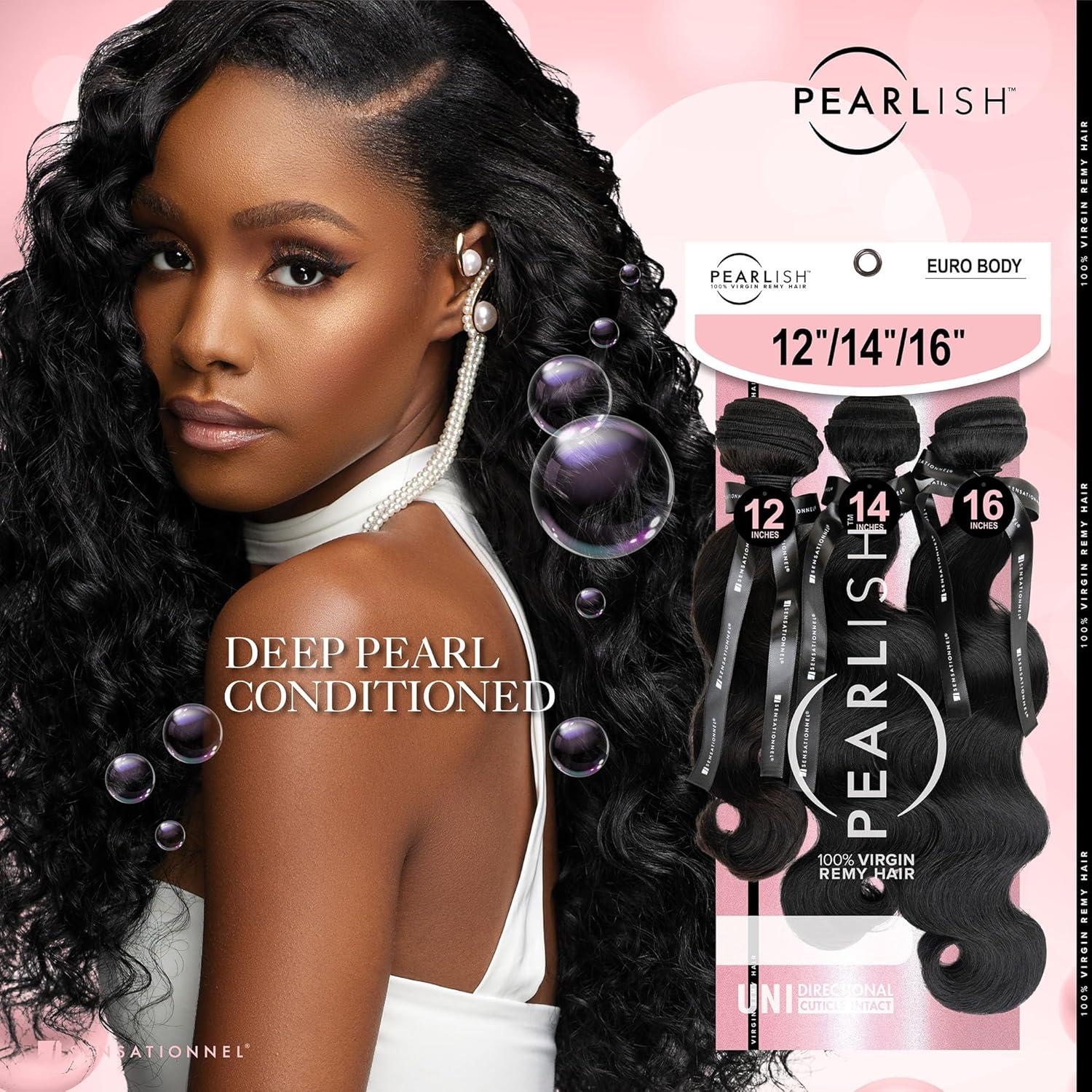 imageSensationnel Pearlish multi bundle euro body deep pearl conditioned 15a soft remy beauty supply sew in or glue on human hair layered lengths 10 12 14 inch NATURALNATURAL