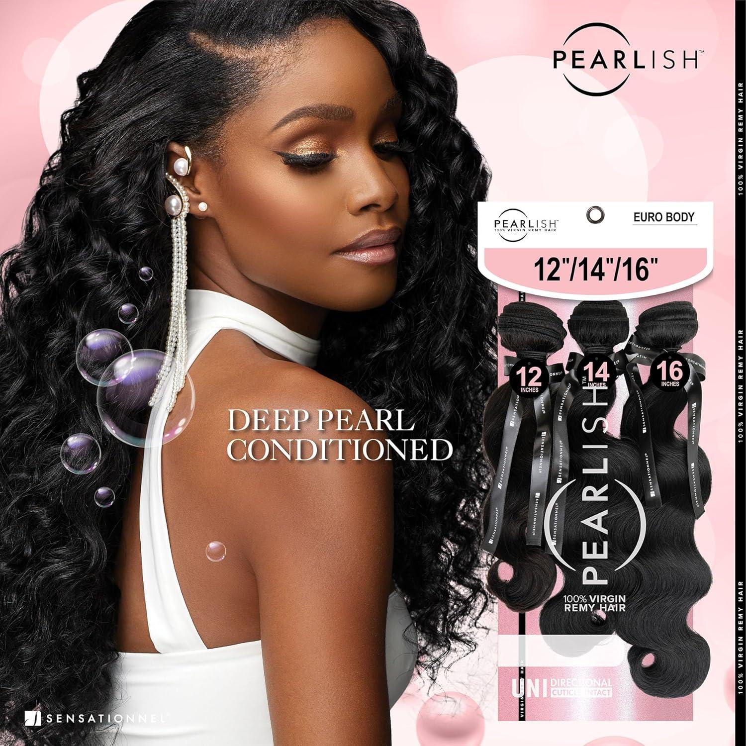imageSensationnel Pearlish multi bundle euro body deep pearl conditioned 15a soft remy beauty supply sew in or glue on human hair layered lengths 10 12 14 inch NATURALNATURAL