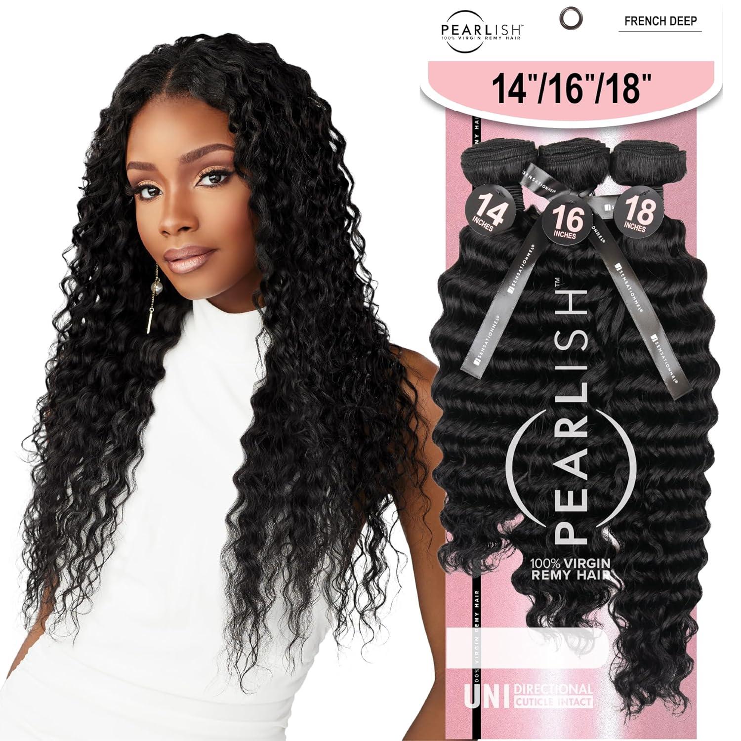 imageSensationnel Pearlish multi bundle french deep deep pearl conditioned 15a soft remy beauty supply sew in or glue on human hair layered lengths 10 12 14 inch NATURALNATURAL