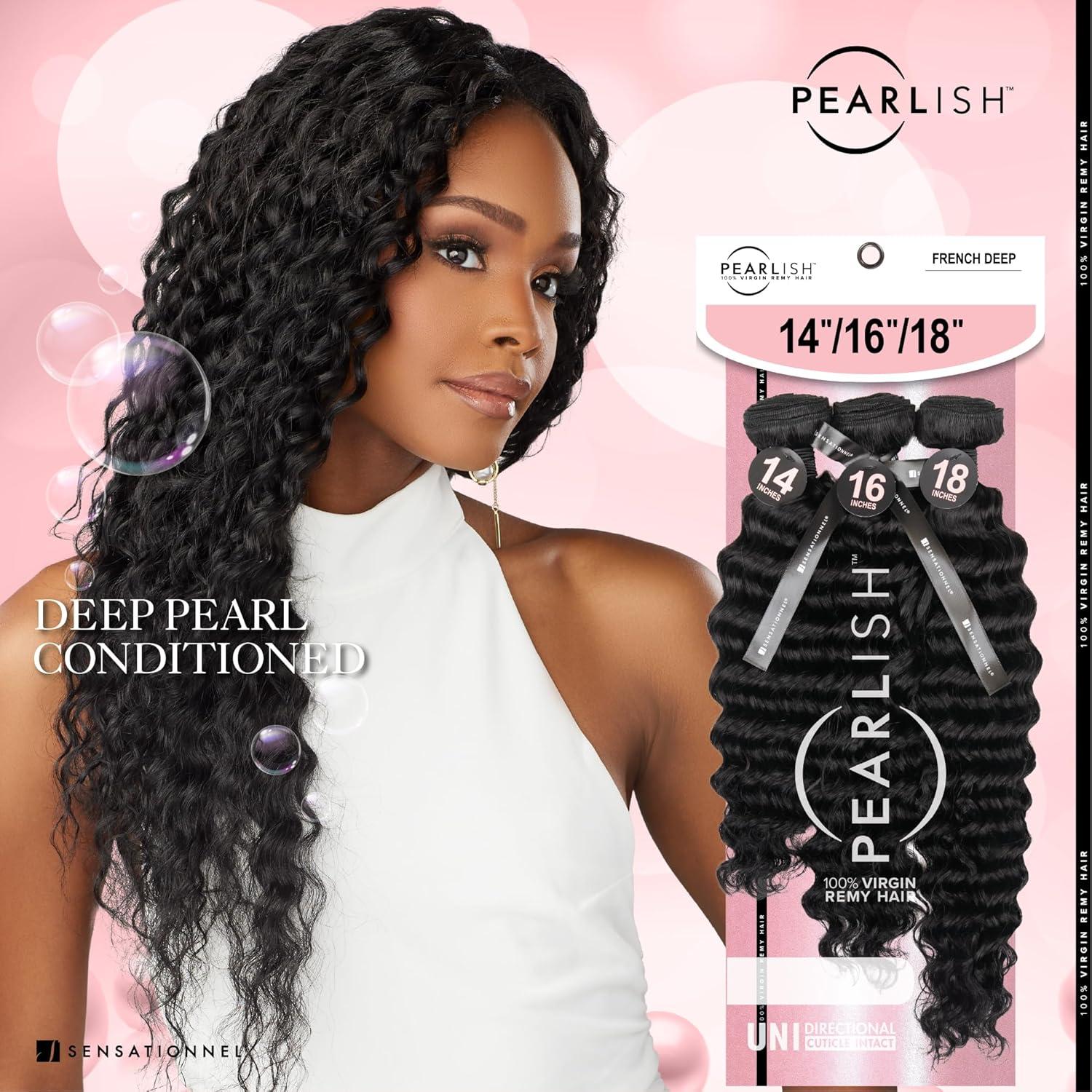 imageSensationnel Pearlish multi bundle french deep deep pearl conditioned 15a soft remy beauty supply sew in or glue on human hair layered lengths 10 12 14 inch NATURALNATURAL