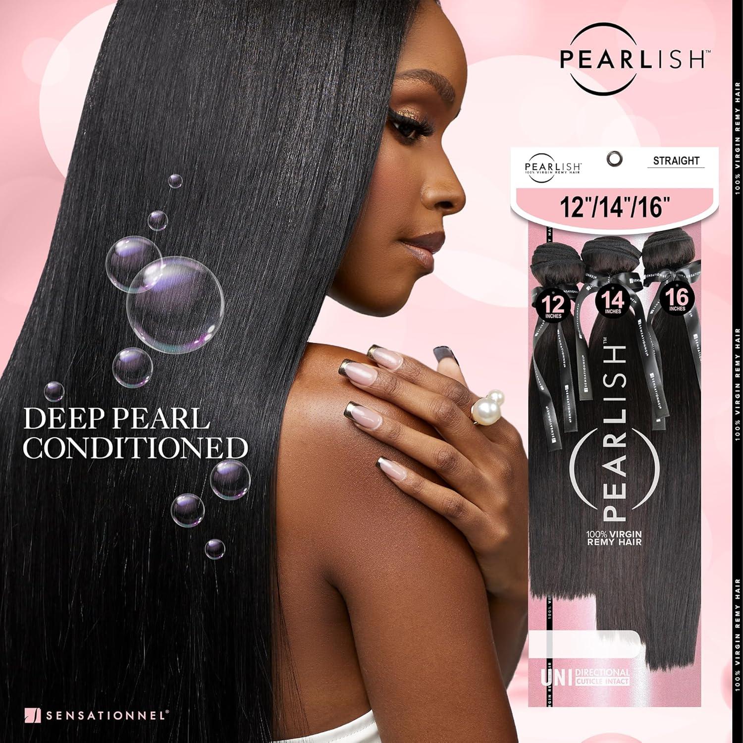 imageSensationnel Pearlish multi bundle straight deep pearl conditioned 15a soft remy beauty supply sew in or glue on human hair layered lengths 10 12 14 inch NATURALNATURALBLACK