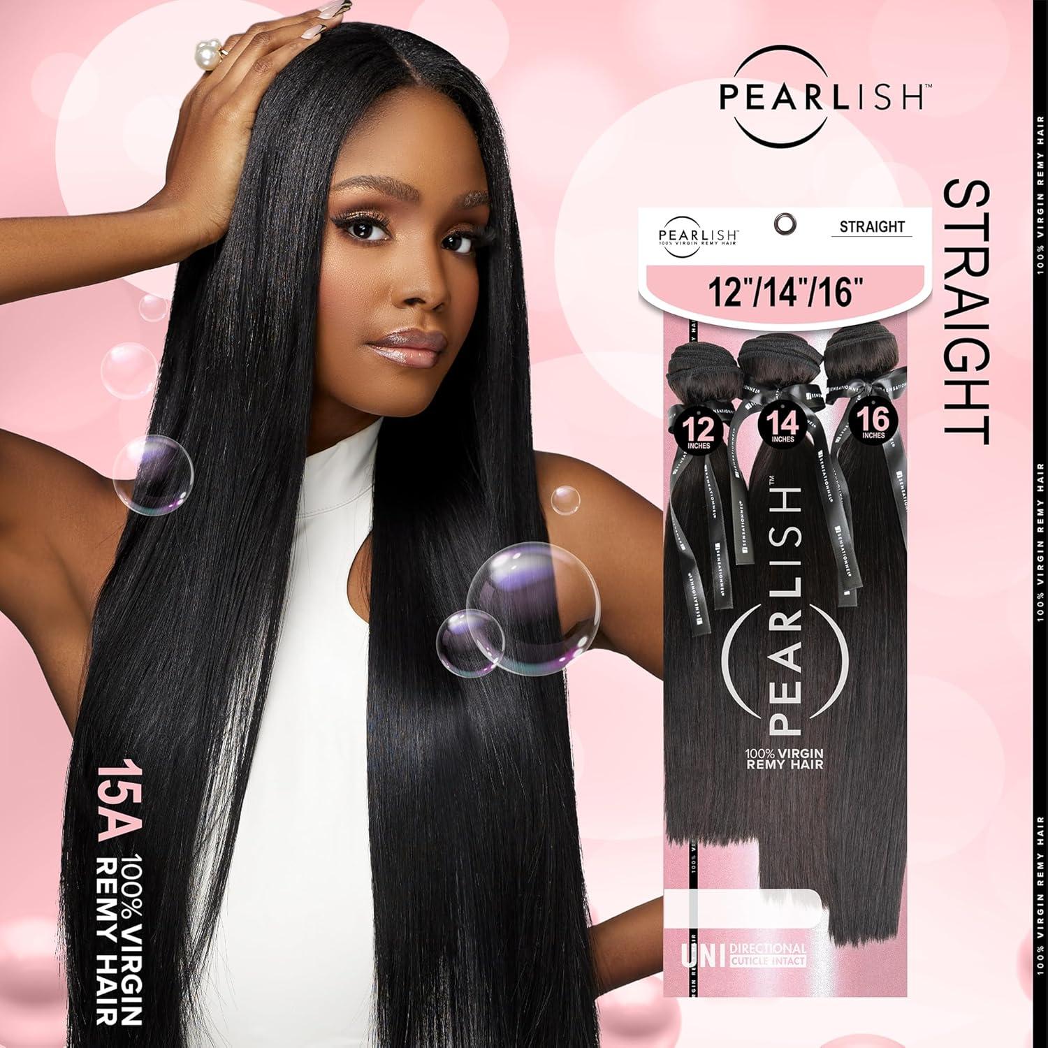 imageSensationnel Pearlish multi bundle straight deep pearl conditioned 15a soft remy beauty supply sew in or glue on human hair layered lengths 10 12 14 inch NATURALNATURALBLACK