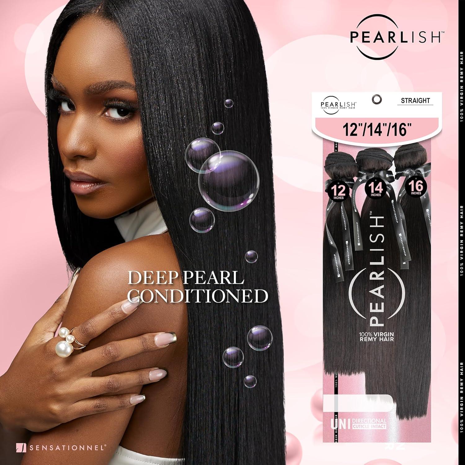 imageSensationnel Pearlish multi bundle straight deep pearl conditioned 15a soft remy beauty supply sew in or glue on human hair layered lengths 10 12 14 inch NATURALNATURALBLACK
