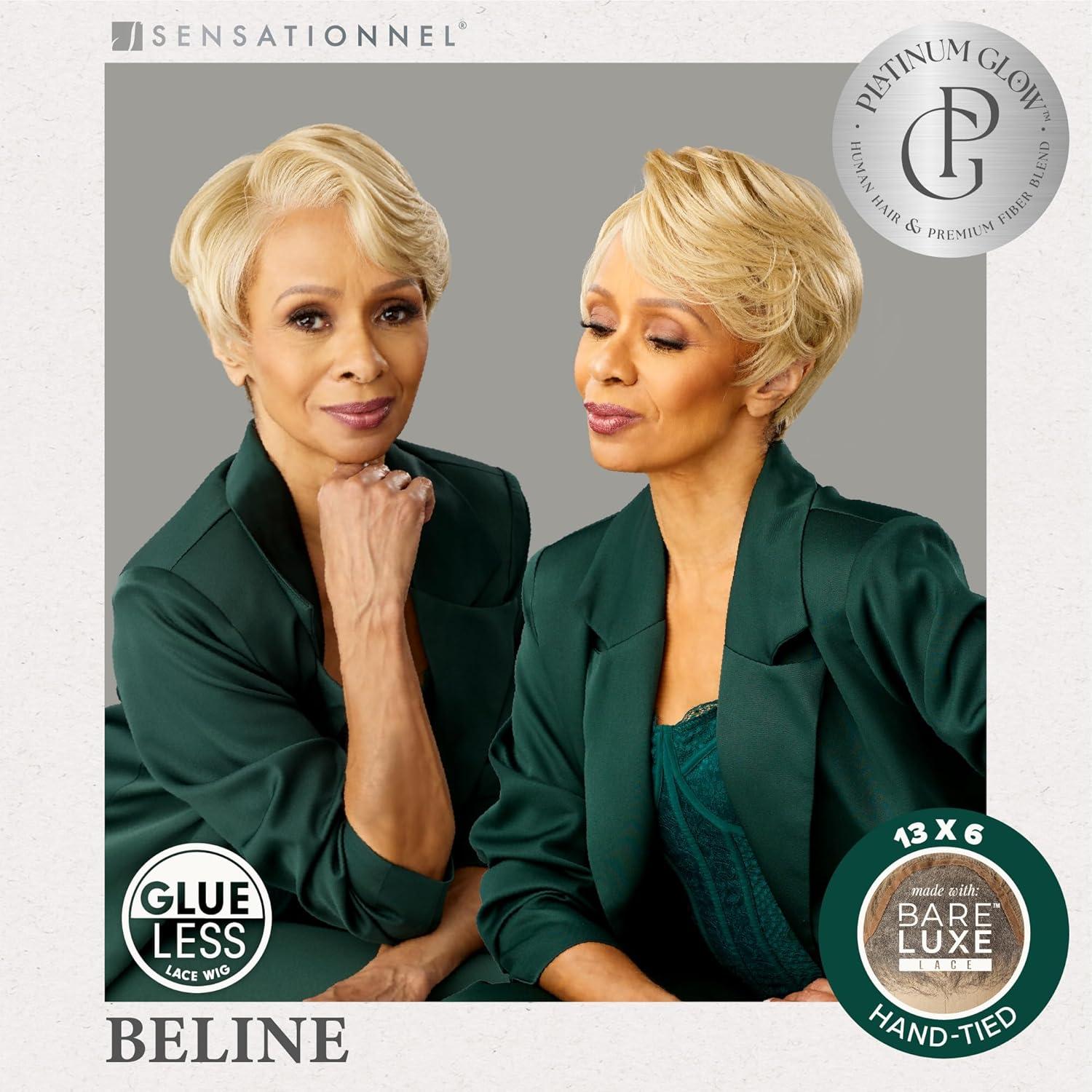 imageSensationnel Platinum Glow 13X6 Wig Beline Lacefrontal Glueless human hair blend Preplucked Hairline 1 JETBLACK2 DARKBROWN