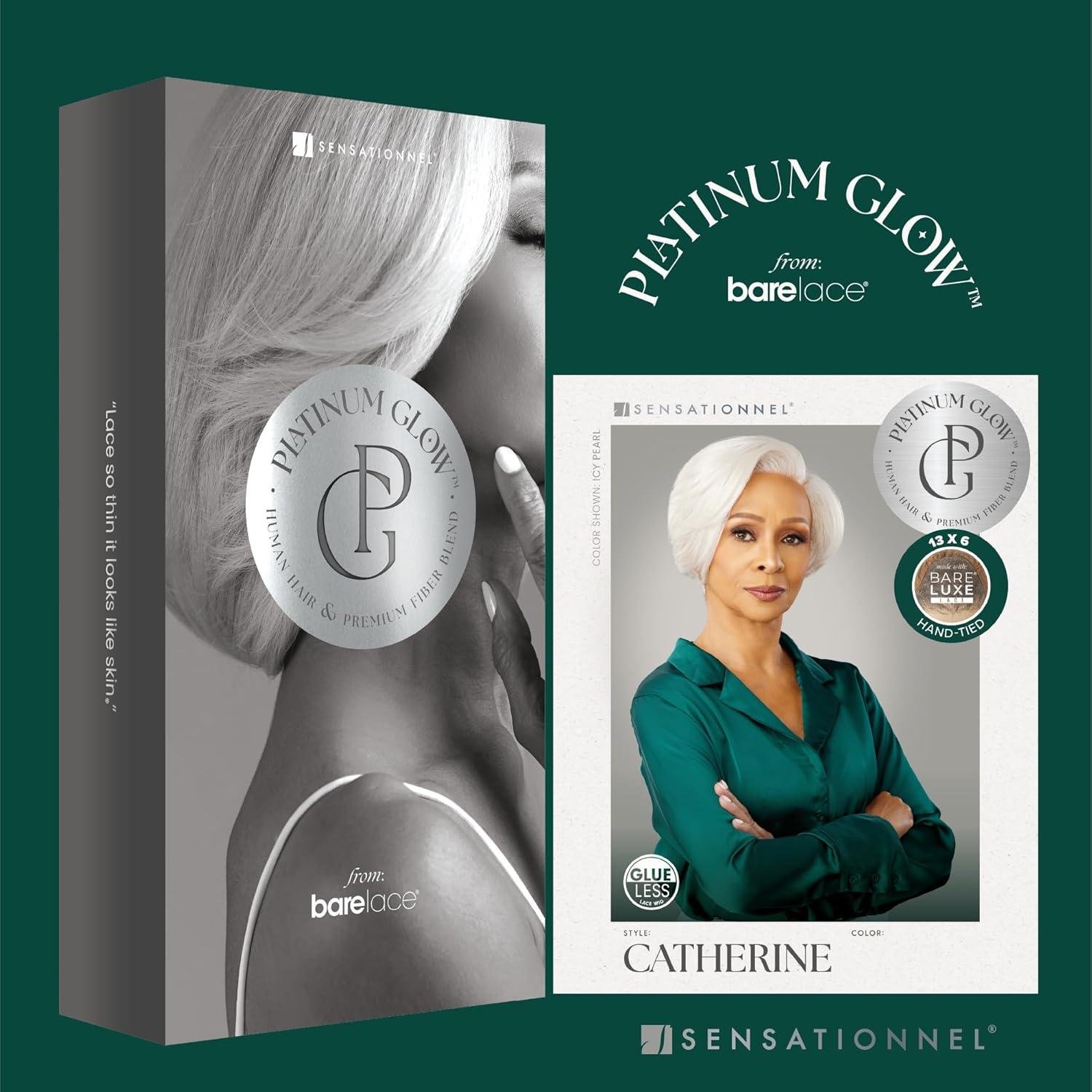 imageSensationnel Platinum Glow 13X6 Wig Catherine Lacefrontal Glueless human hair blend Preplucked Hairline 1 JETBLACK1B OFFBLACK
