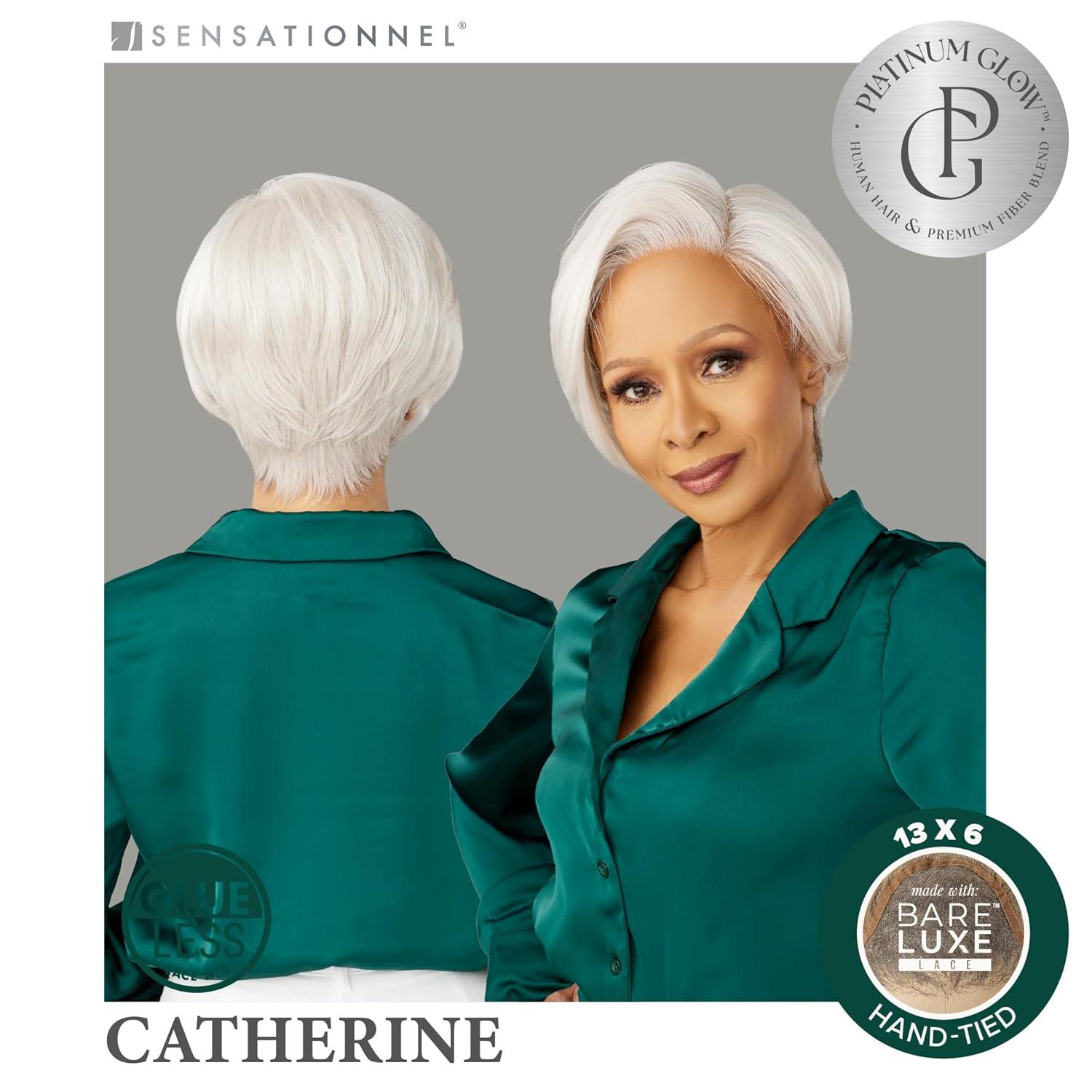 imageSensationnel Platinum Glow 13X6 Wig Catherine Lacefrontal Glueless human hair blend Preplucked Hairline 1 JETBLACKSILVERWHISPER